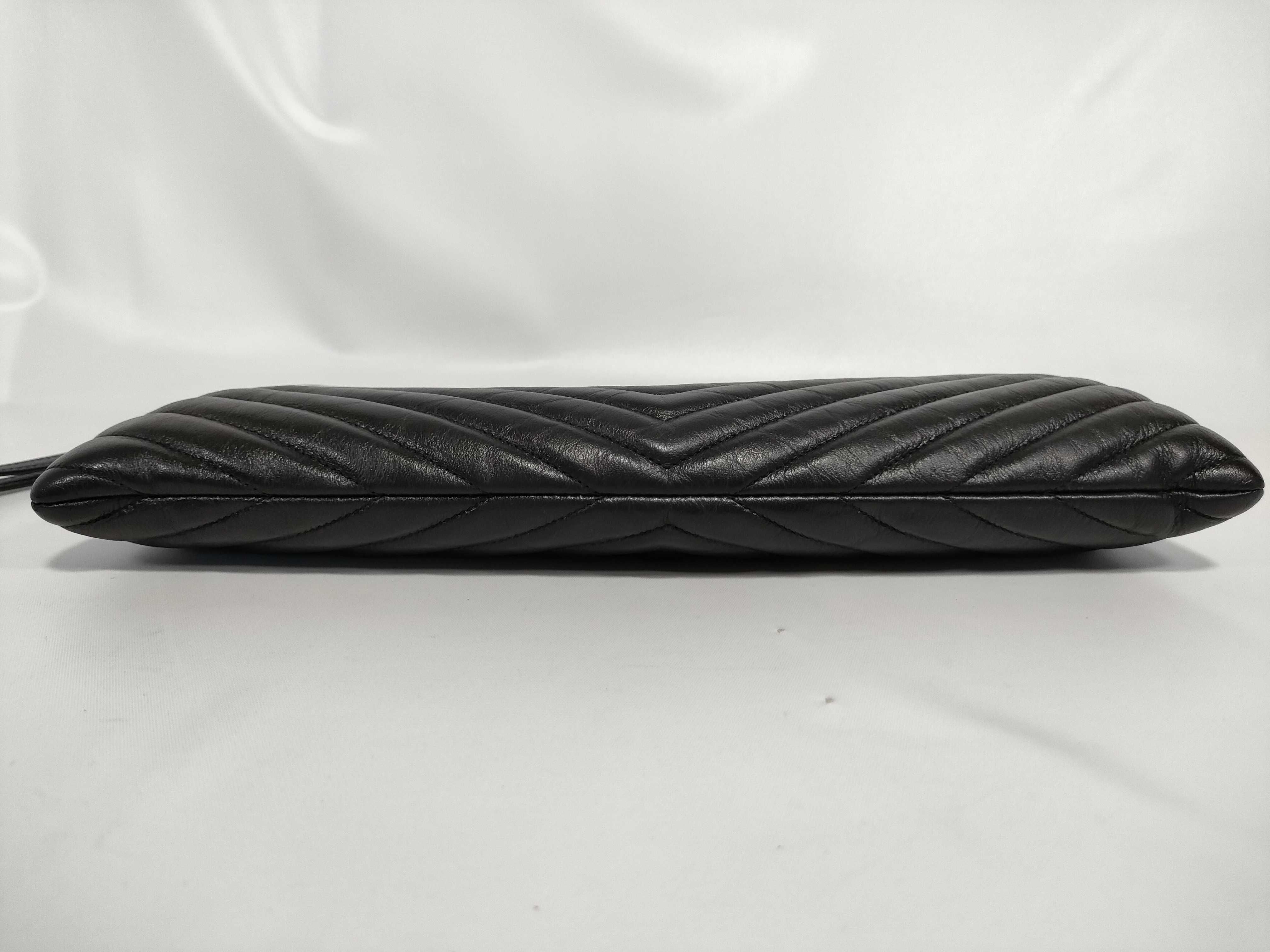 Matelasse Clutch Bag Black Gold Hardware — view 8