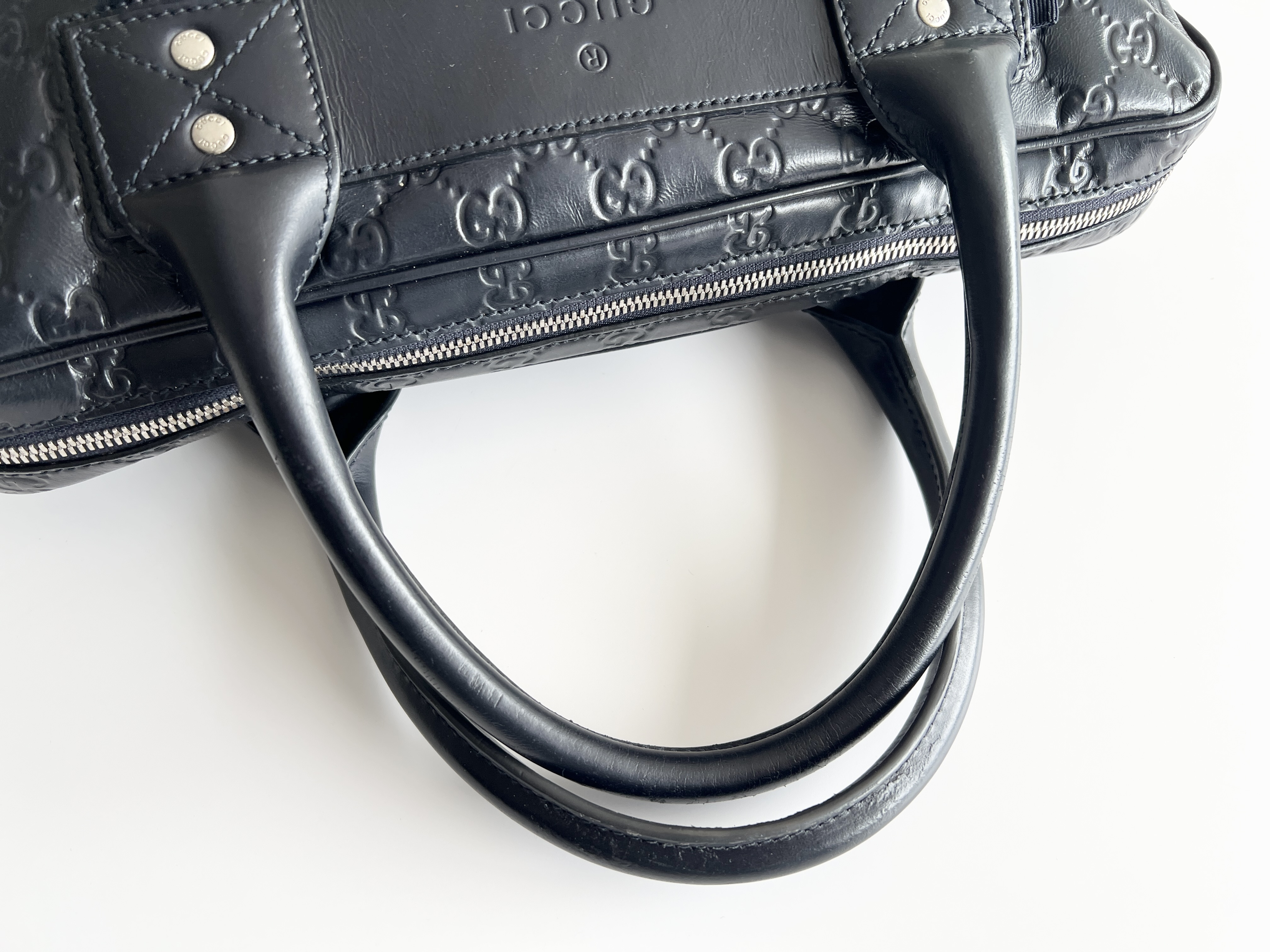 Guccissima Sherry Line Leather Embossed Briefcase Handbag Business Bag — view 3