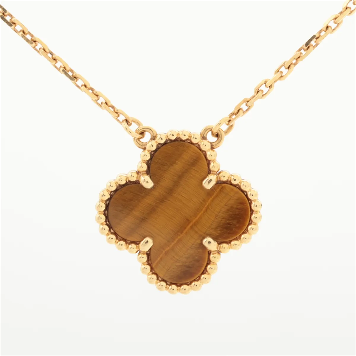 Vintage Alhambra Tiger Eye Necklace, 750 (Yellow Gold), 5.1g, JB529250. Hallmark — view 2
