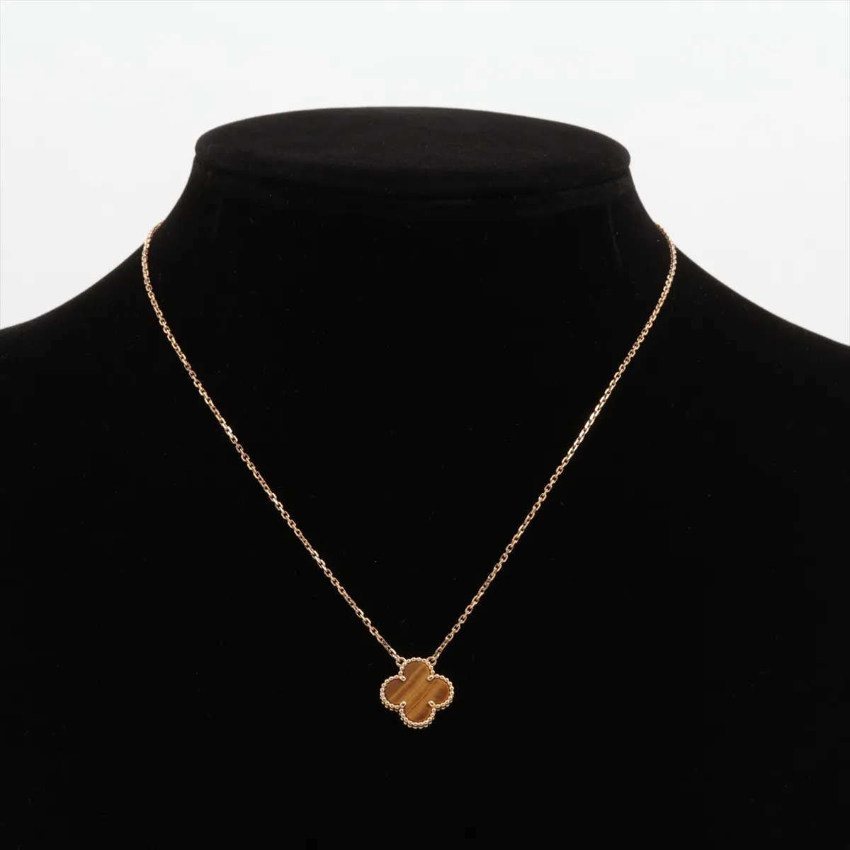 Vintage Alhambra Tiger Eye Necklace, 750 (Yellow Gold), 5.1g, JB529250. Hallmark — view 5