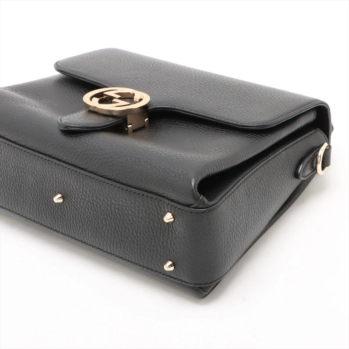 Interlocking G Leather 2-Way Handbag, Black, 510302 (Outlet) — view 3