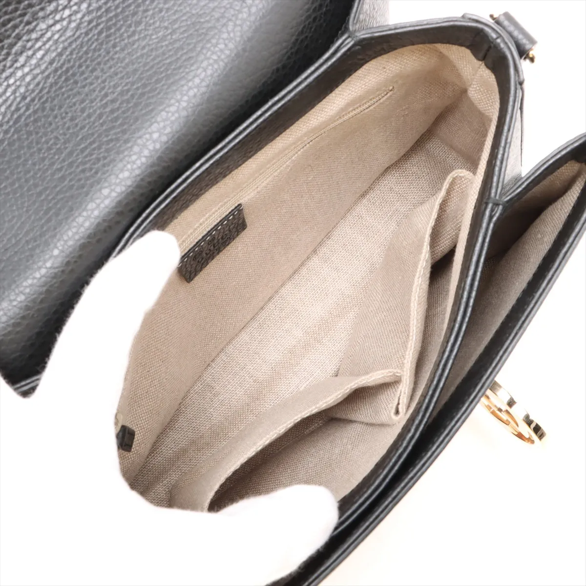 Interlocking G Leather 2-Way Handbag, Black, 510302 (Outlet) — view 8
