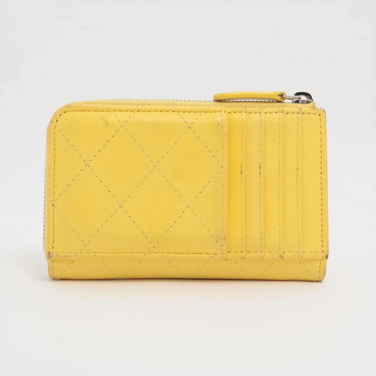 Matelasse Leather Fragment Case Yellow Silver Hardware LC7U5UE4 — view 2