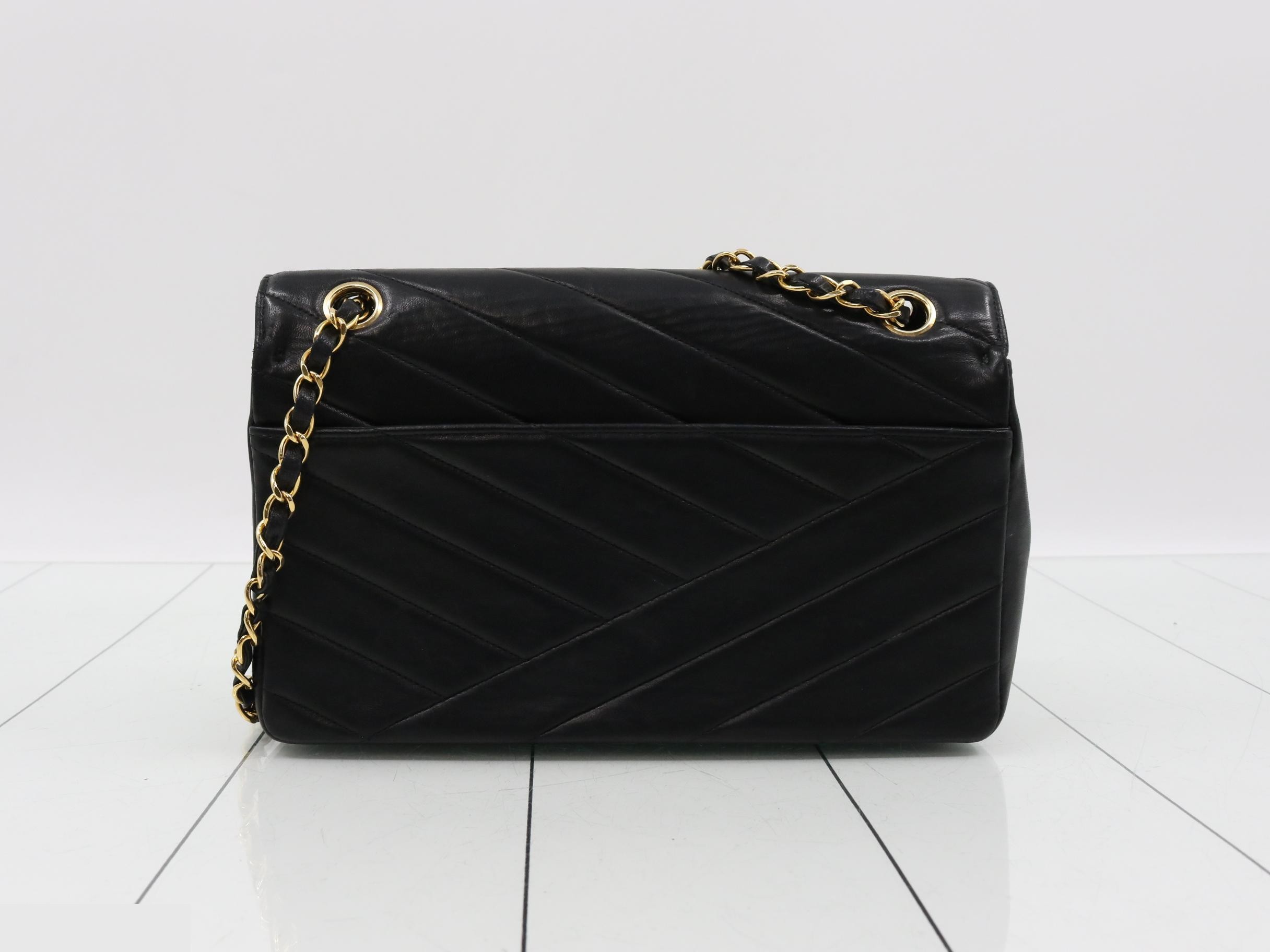 Bias stitch lambskin chain shoulder bag with sticker card — view 2