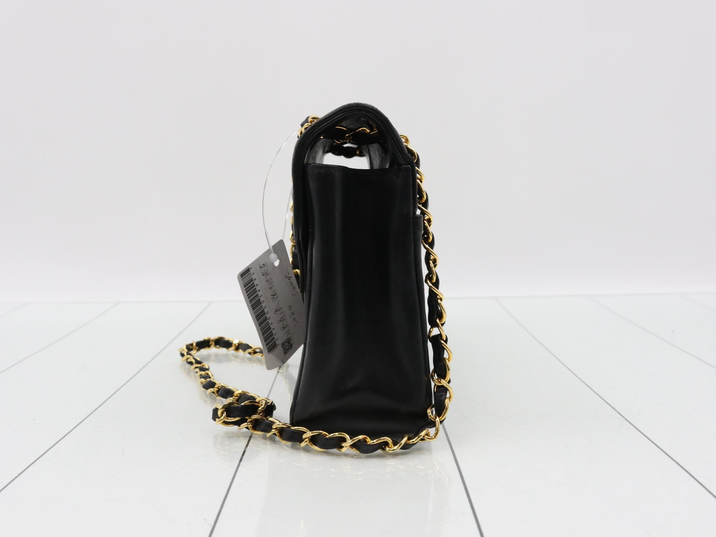 Bias stitch lambskin chain shoulder bag with sticker card — view 3