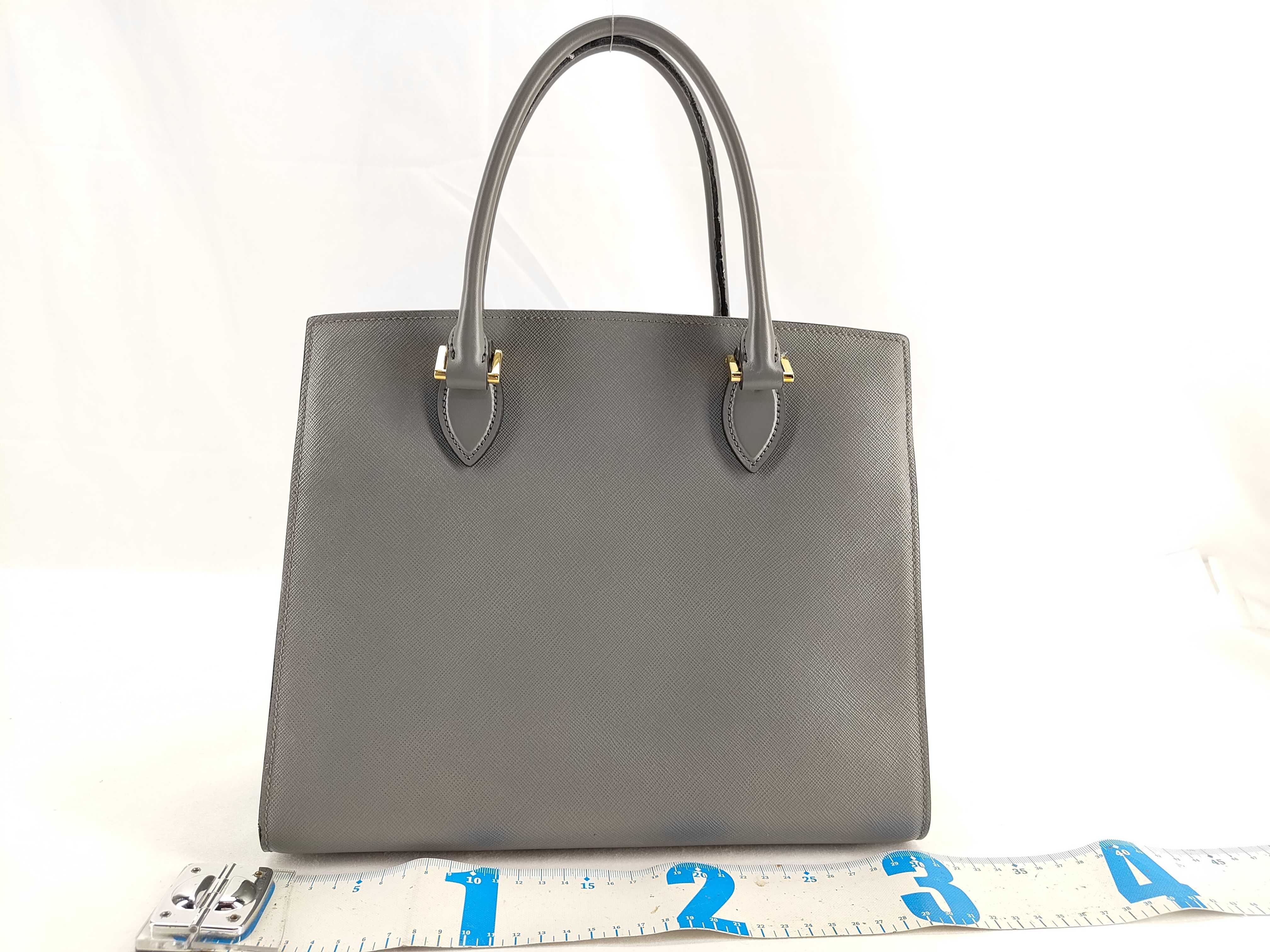 SG- Saffiano Leather 2-Way Handbag Gray 1BA113 Clochette Shoulder Strap Handbag — view 2