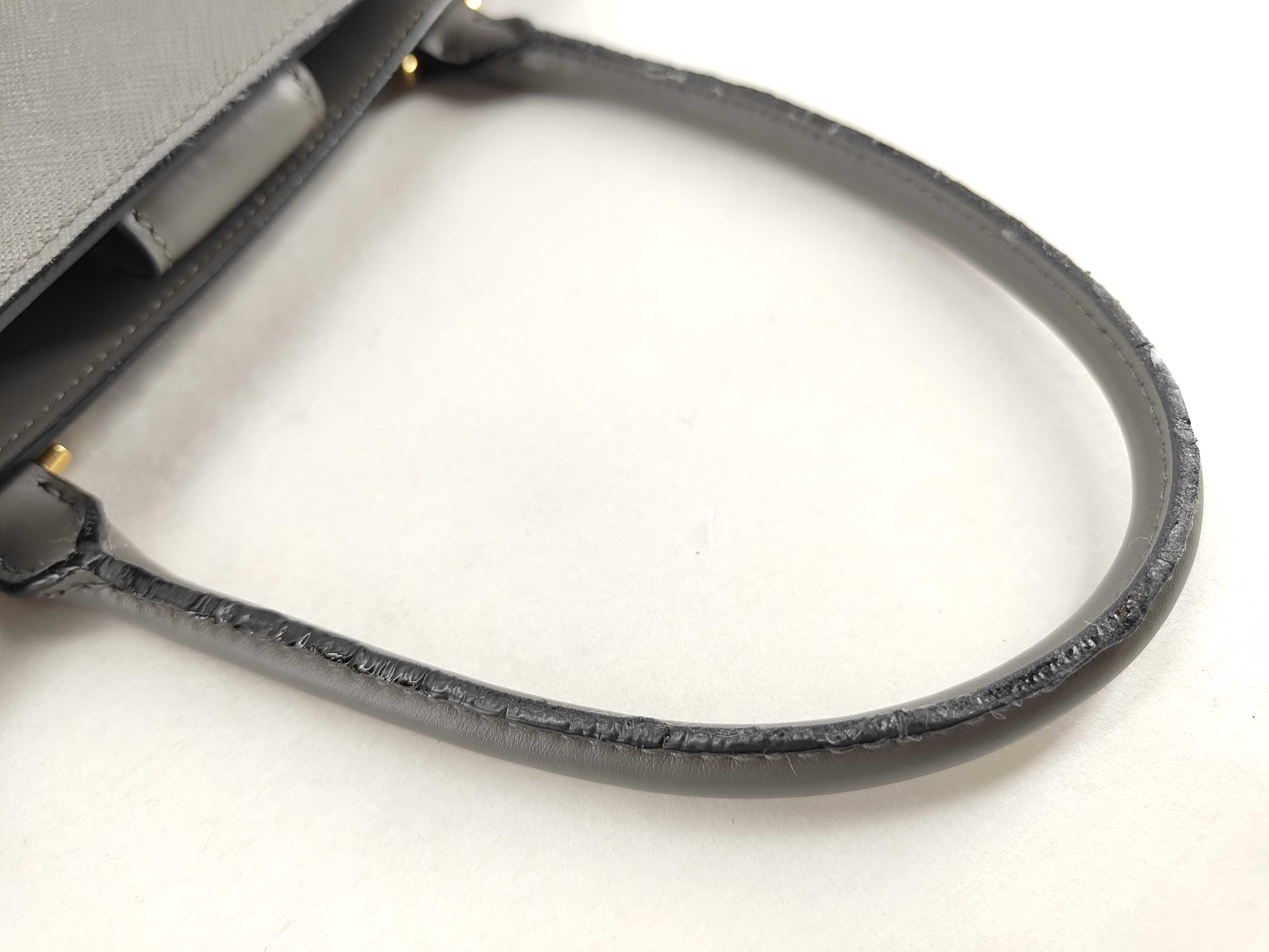 SG- Saffiano Leather 2-Way Handbag Gray 1BA113 Clochette Shoulder Strap Handbag — view 15