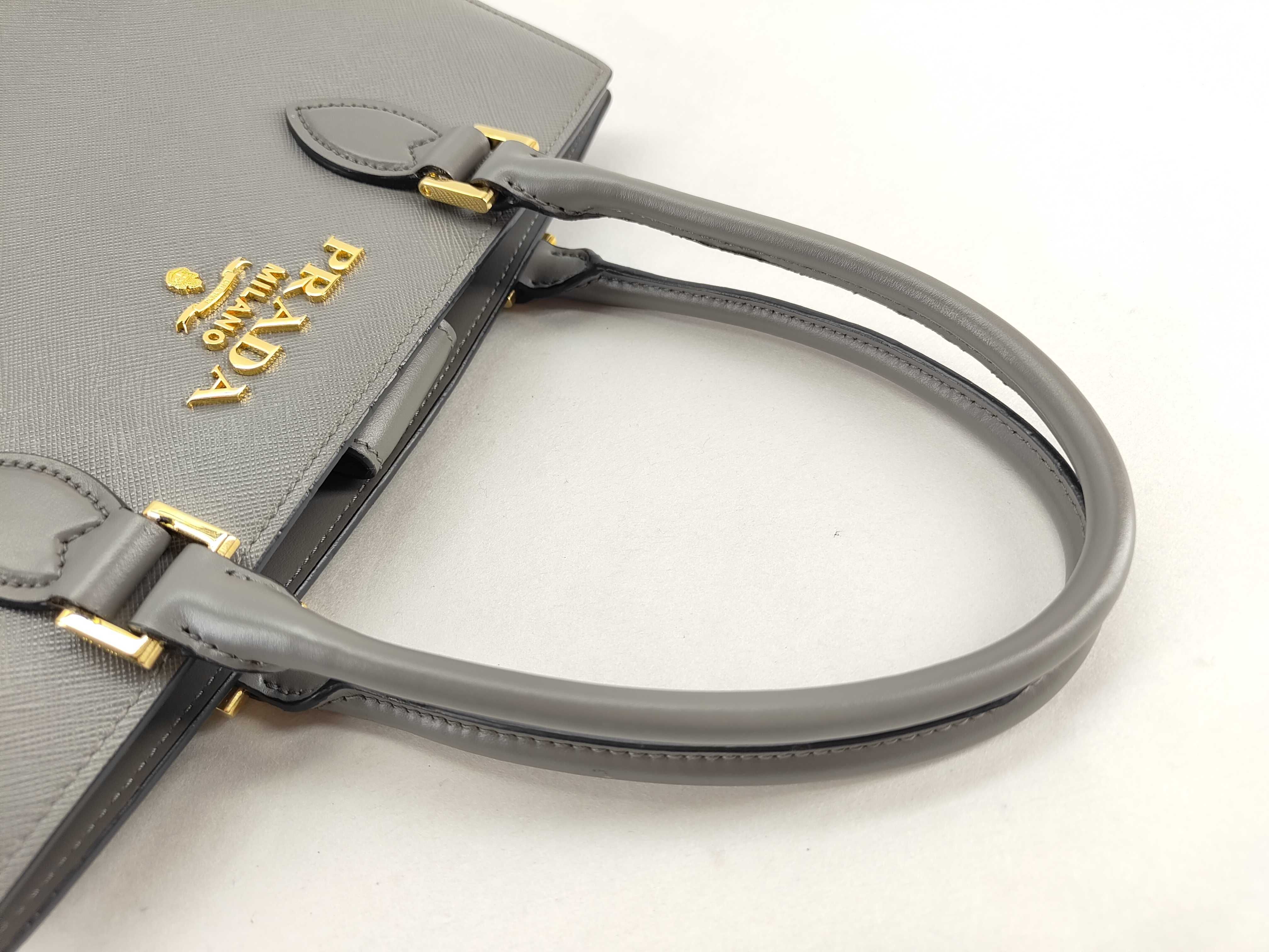 SG- Saffiano Leather 2-Way Handbag Gray 1BA113 Clochette Shoulder Strap Handbag — view 4