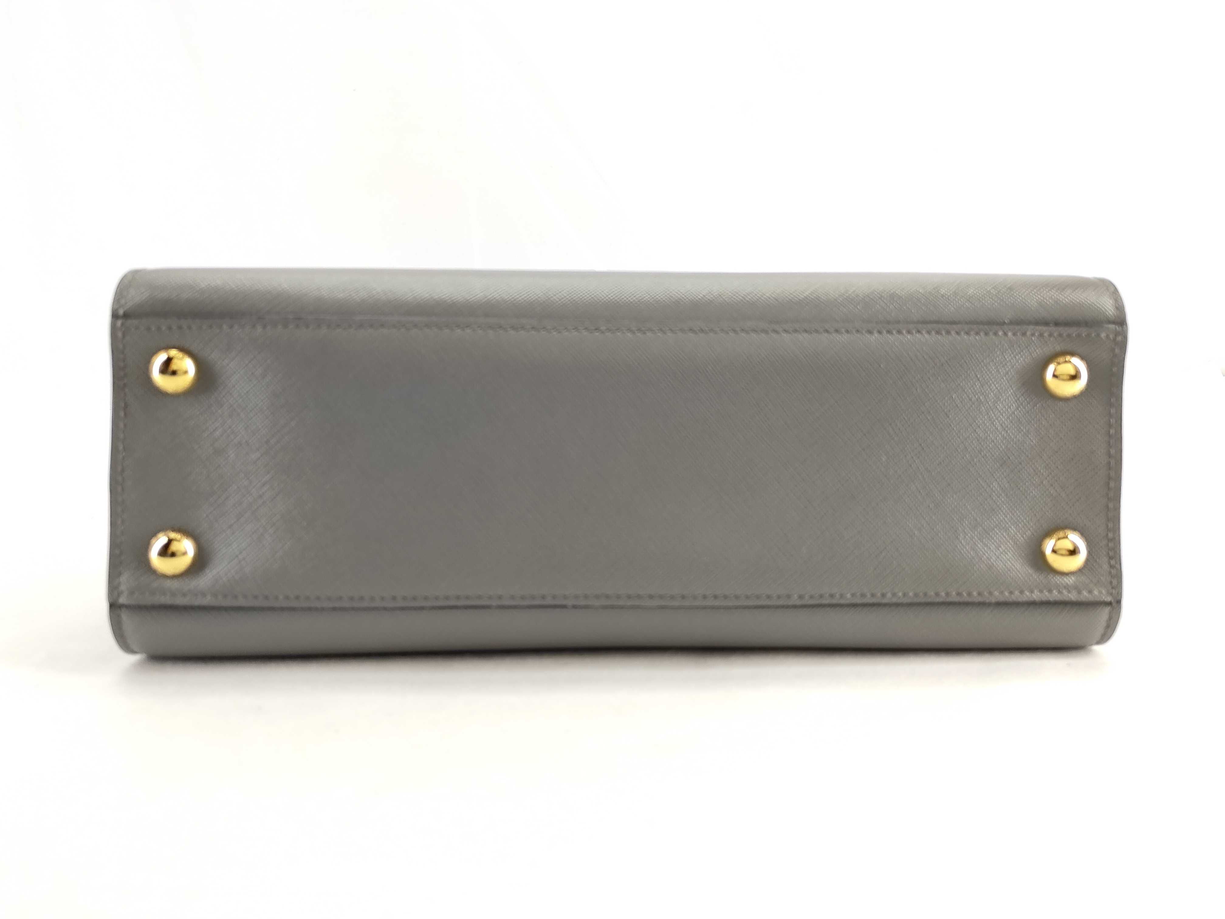 SG- Saffiano Leather 2-Way Handbag Gray 1BA113 Clochette Shoulder Strap Handbag — view 8