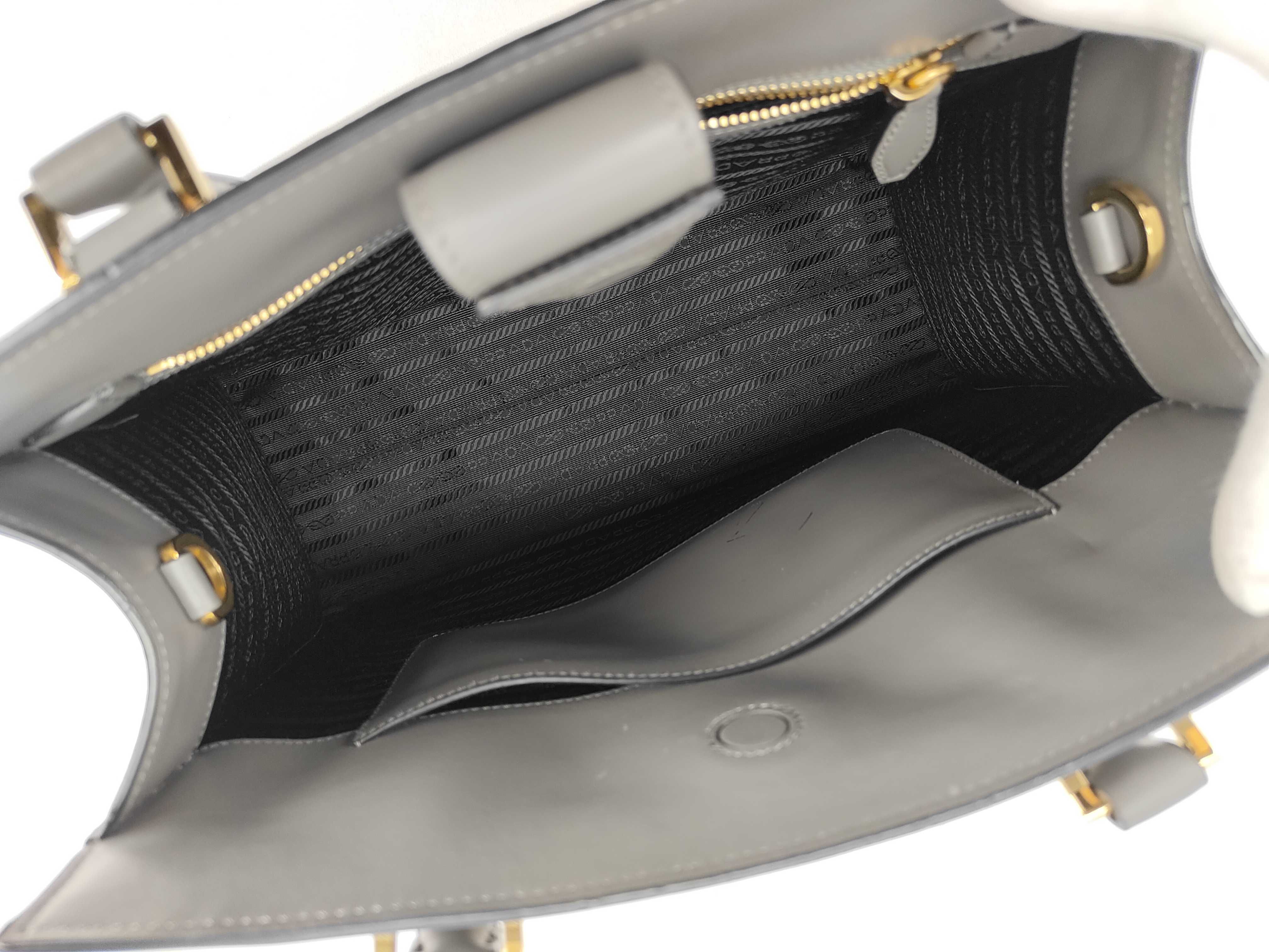 SG- Saffiano Leather 2-Way Handbag Gray 1BA113 Clochette Shoulder Strap Handbag — view 9