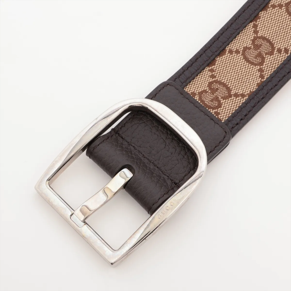 449716 GG Canvas Belt 100 Canvas x Leather Beige x Brown — view 2