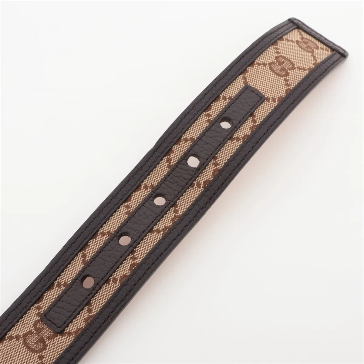 449716 GG Canvas Belt 100 Canvas x Leather Beige x Brown — view 3