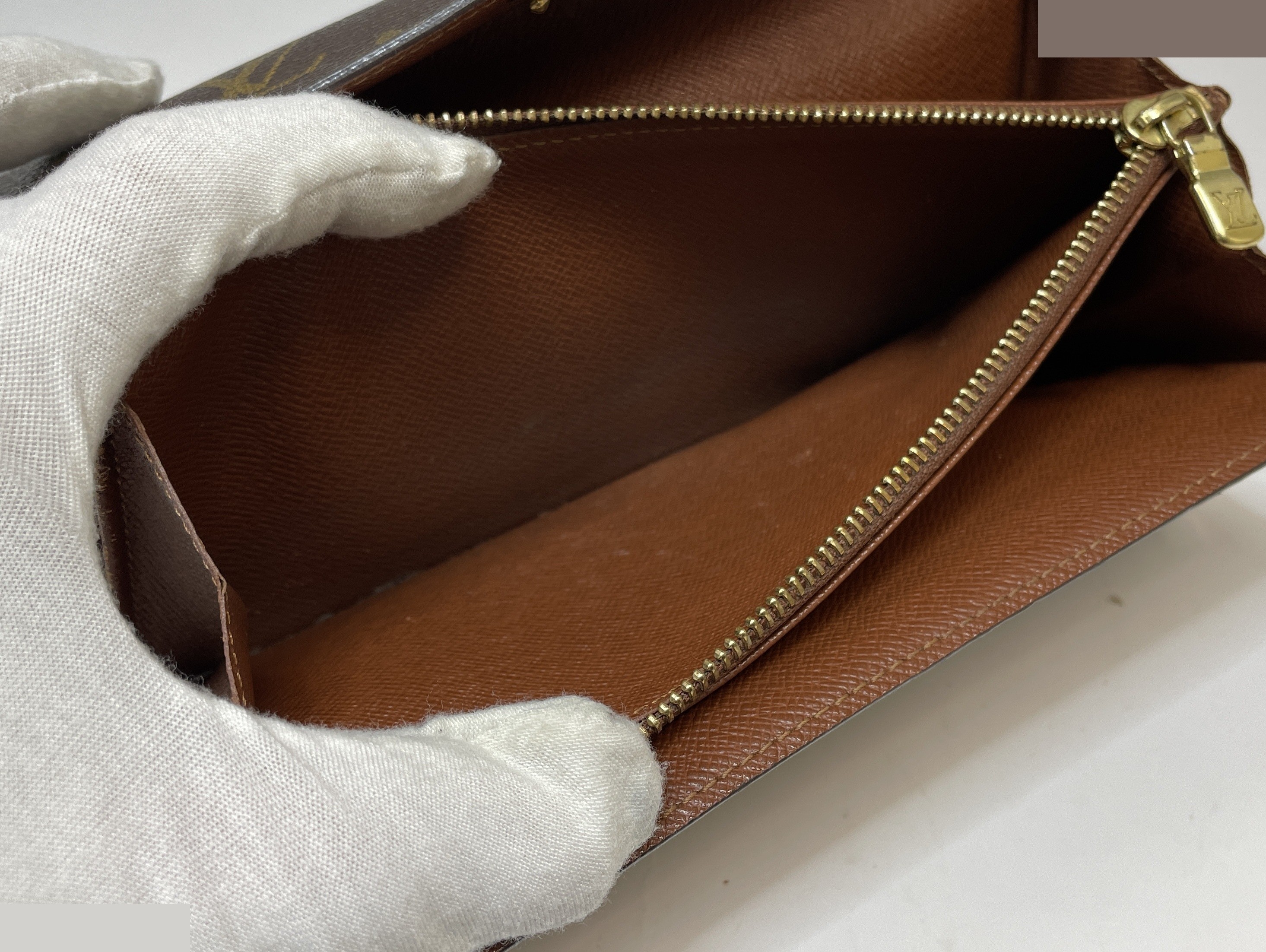 Monogram Pochette Portemonnaie Credit Bi-fold Long Wallet, Brown — view 11