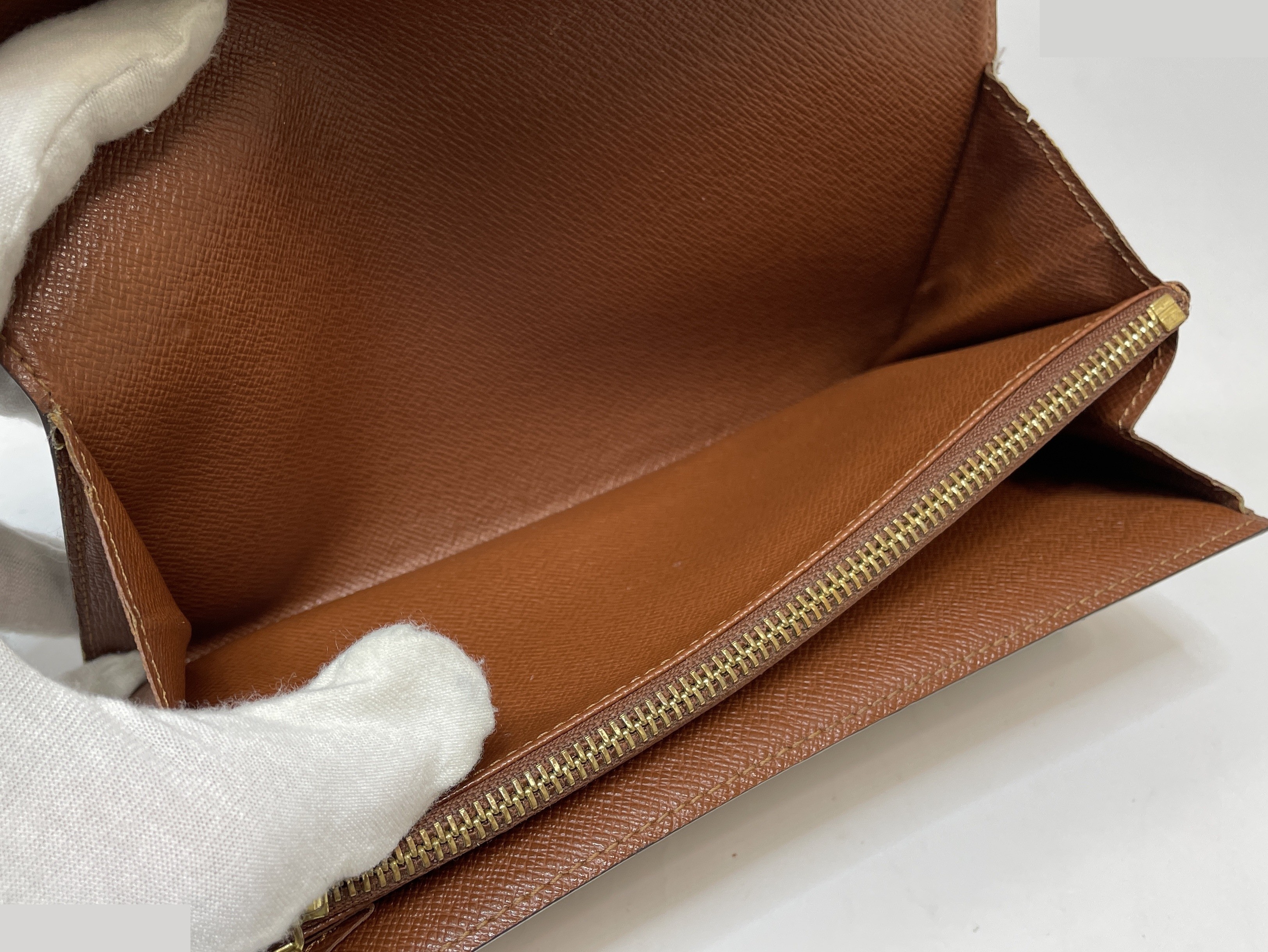 Monogram Pochette Portemonnaie Credit Bi-fold Long Wallet, Brown — view 9