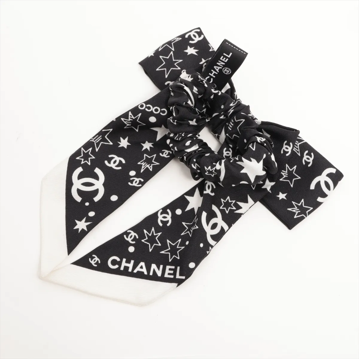 Cocomark Scrunchie Silk Black x White Threads Fuzzing Smell — view 2