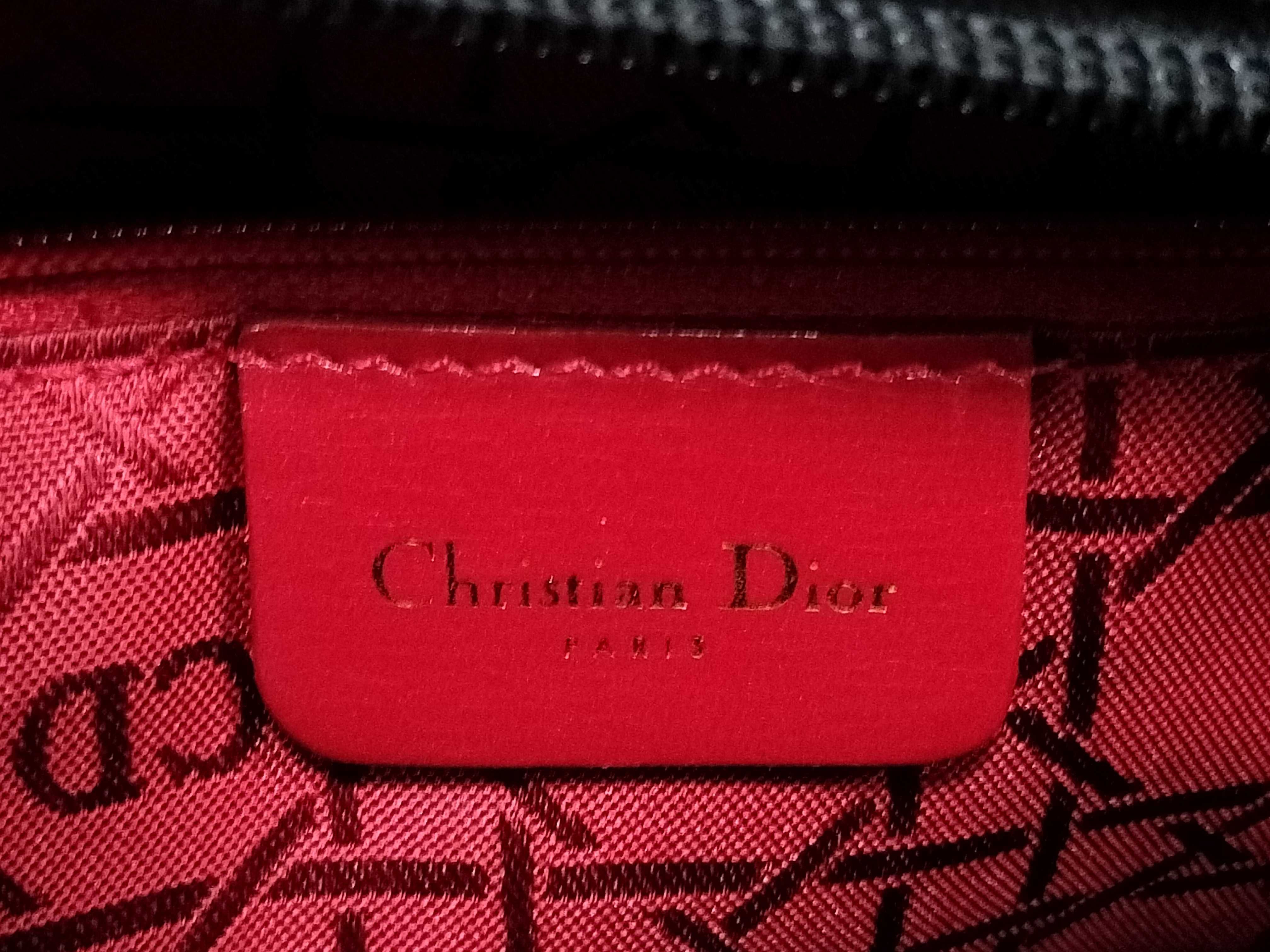 Lady Dior PH-Christian Cannage Quilted Black Fabric Lady Tote Bag Handbag — view 12
