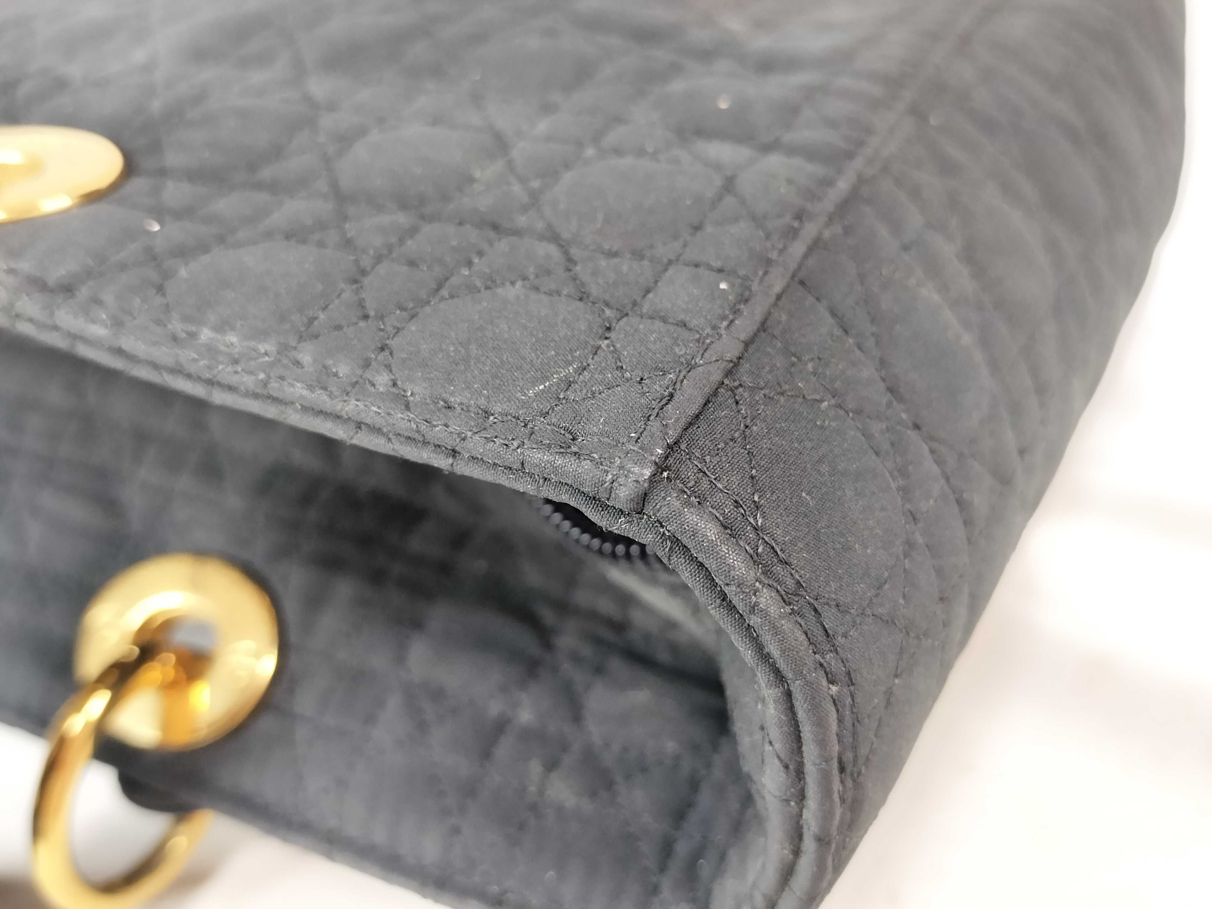 Lady Dior PH-Christian Cannage Quilted Black Fabric Lady Tote Bag Handbag — view 14