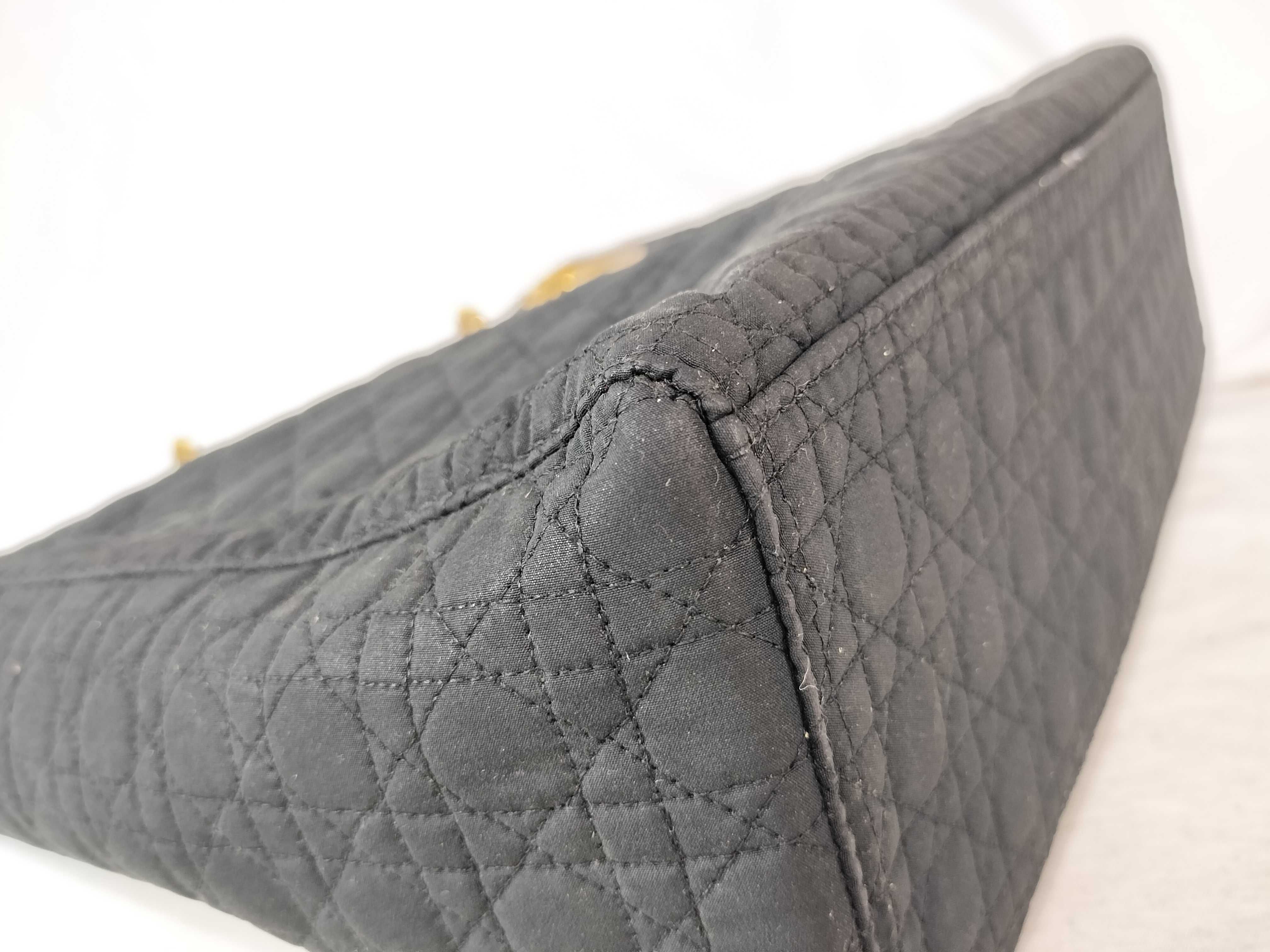 Lady Dior PH-Christian Cannage Quilted Black Fabric Lady Tote Bag Handbag — view 7
