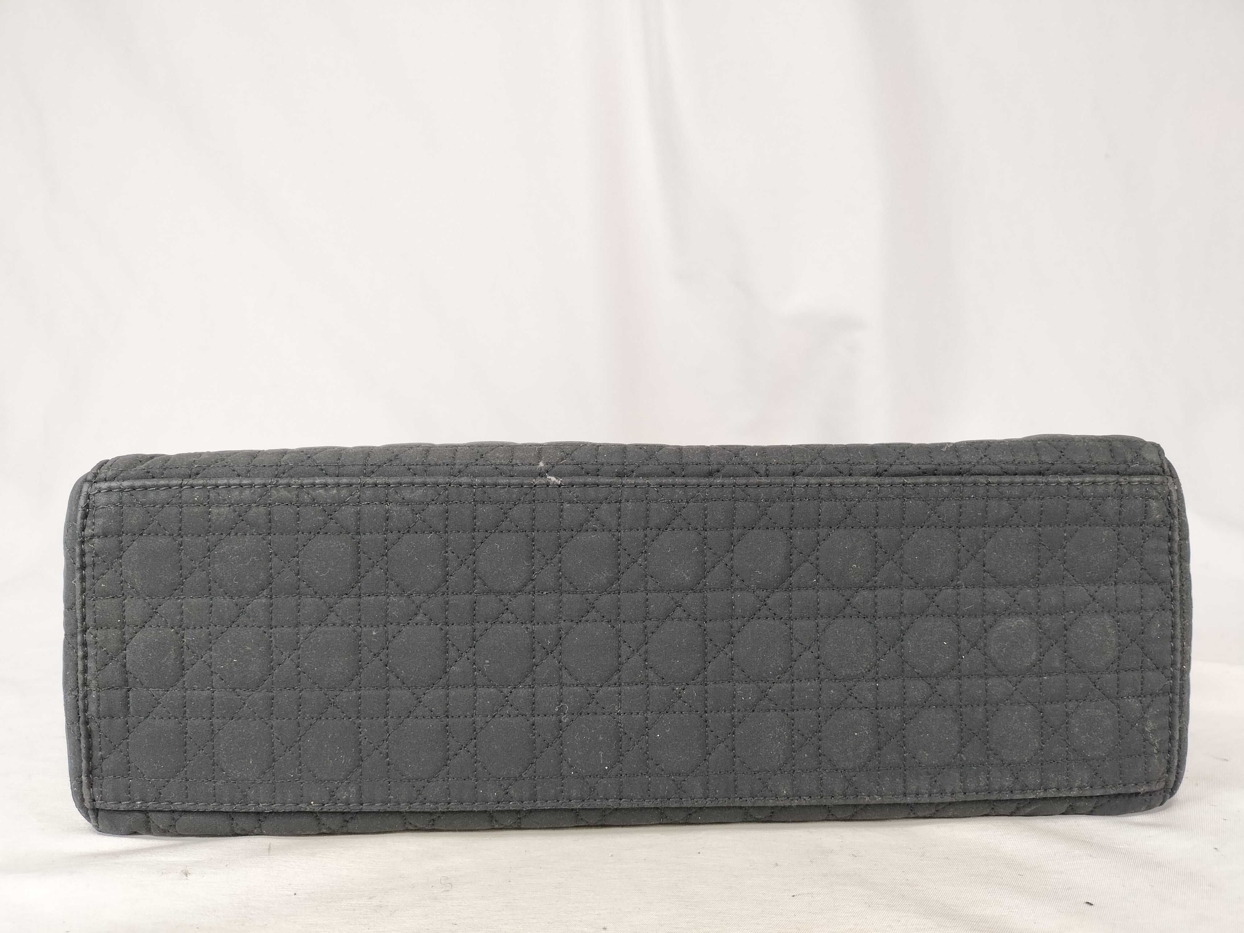 Lady Dior PH-Christian Cannage Quilted Black Fabric Lady Tote Bag Handbag — view 8