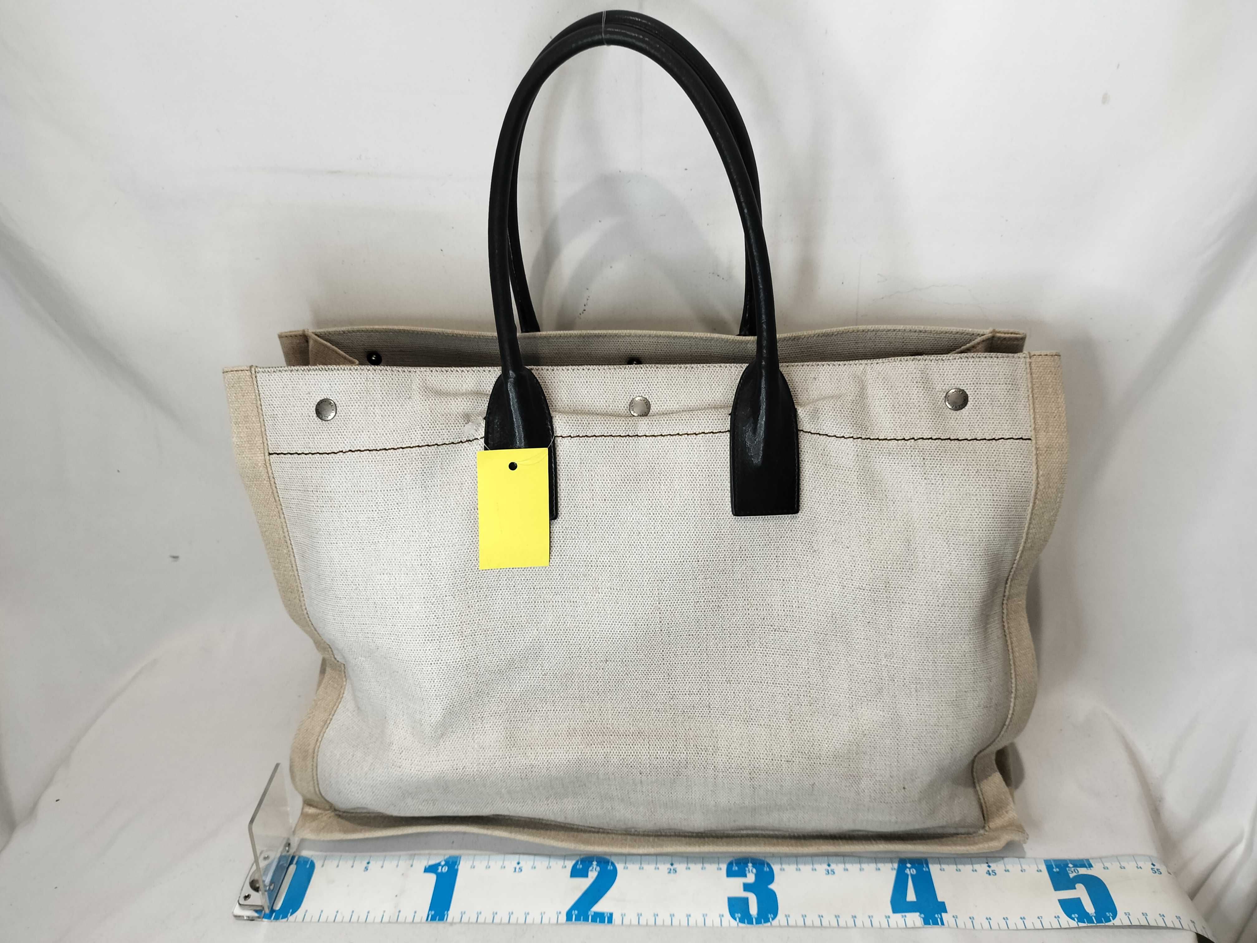 Rive Gauche Canvas x Leather Tote Bag (Handbag) — view 3