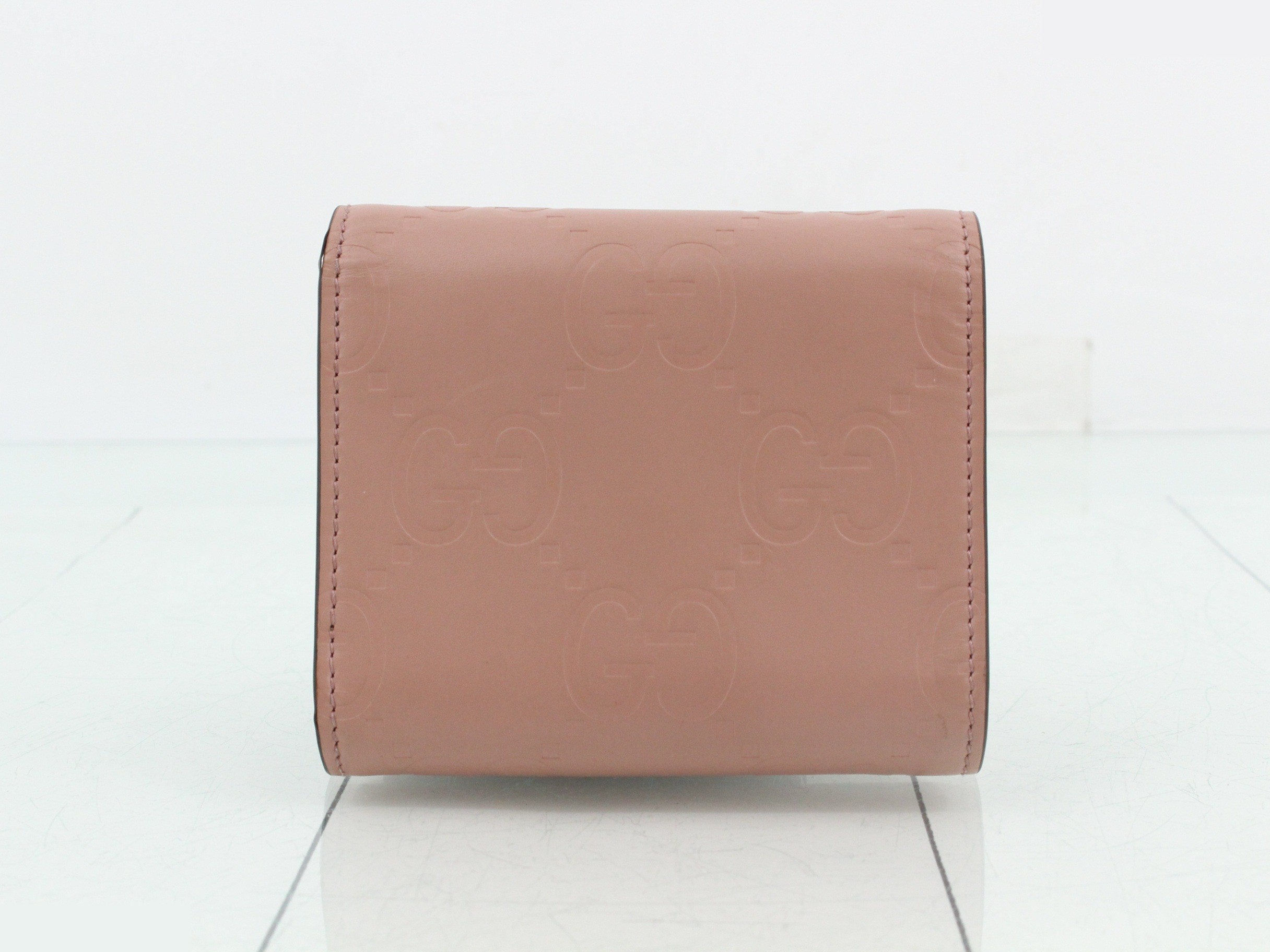 Tri-fold wallet, pink, leather — view 2