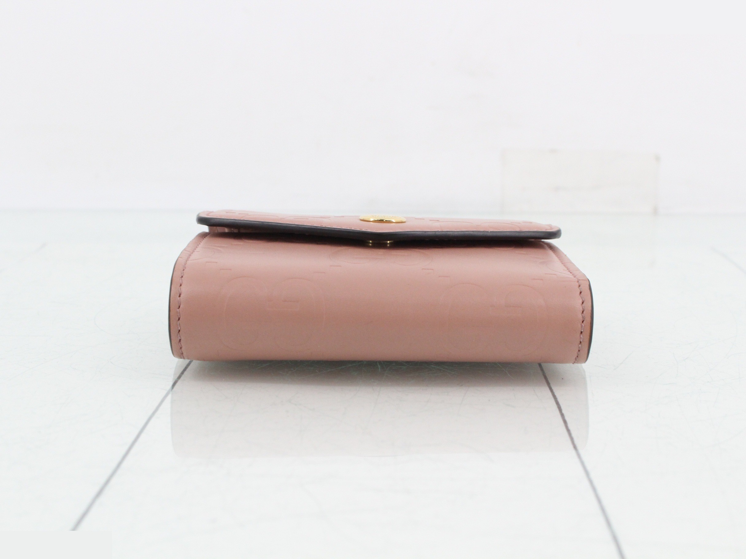 Tri-fold wallet, pink, leather — view 3