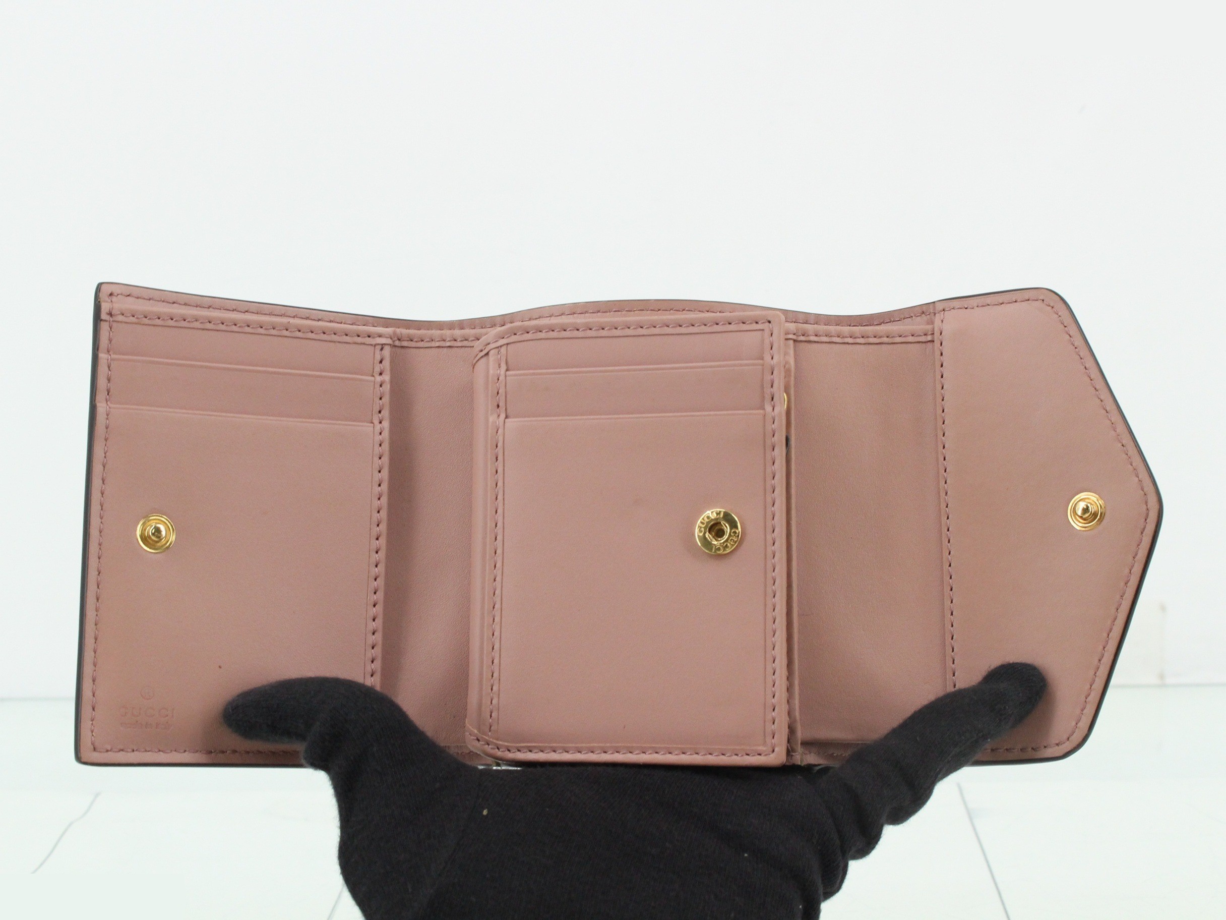 Tri-fold wallet, pink, leather — view 4