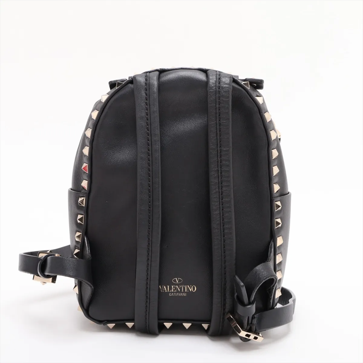 Rockstud Leather Backpack/Rucksack, Black — view 2