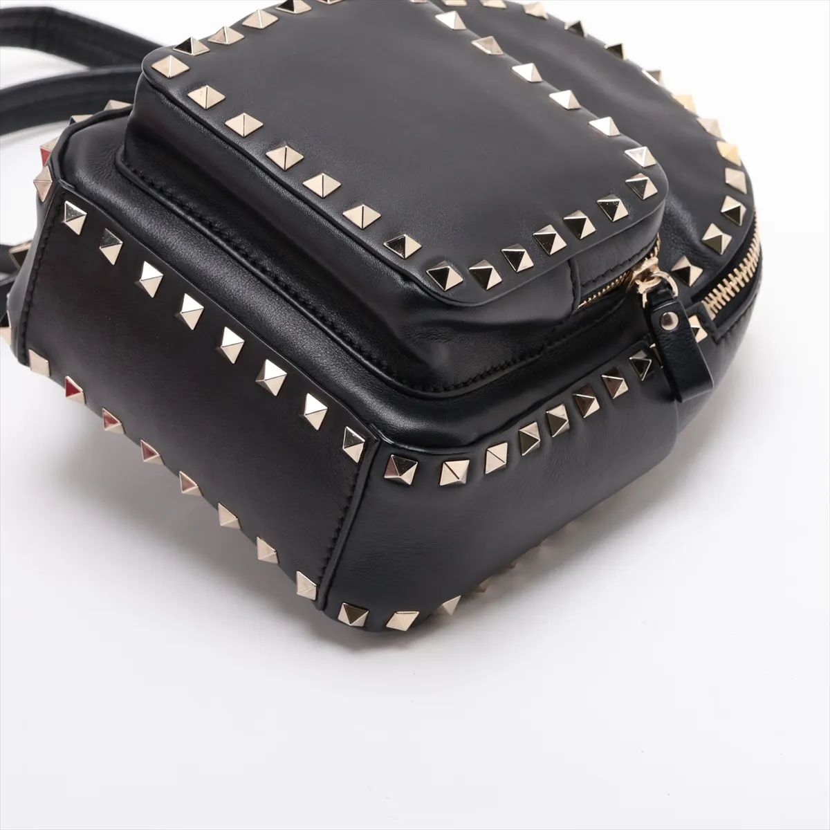 Rockstud Leather Backpack/Rucksack, Black — view 3