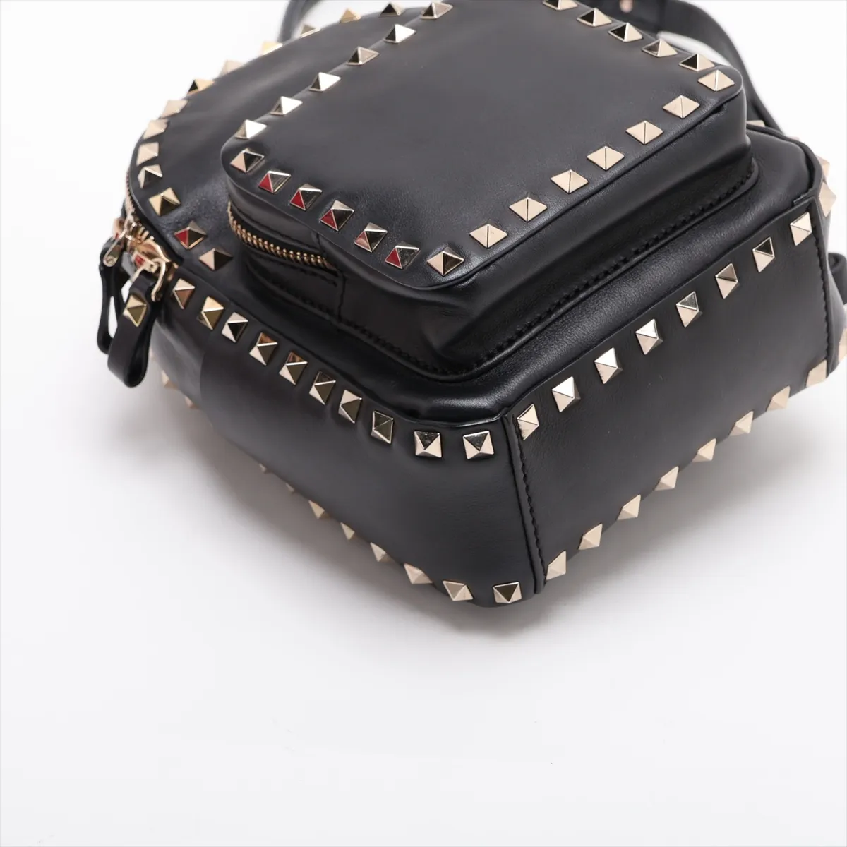 Rockstud Leather Backpack/Rucksack, Black — view 4