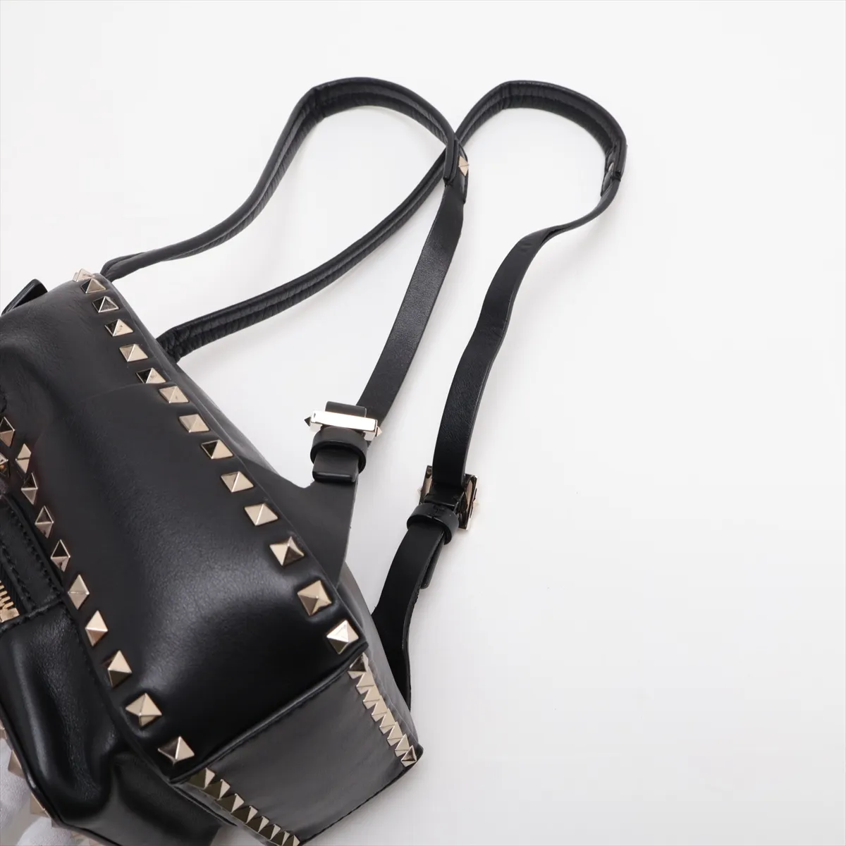 Rockstud Leather Backpack/Rucksack, Black — view 6