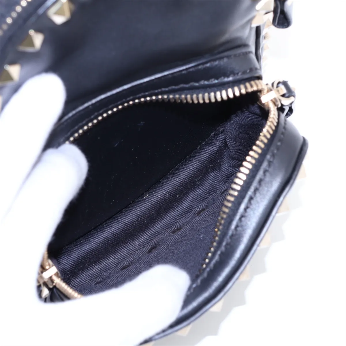 Rockstud Leather Backpack/Rucksack, Black — view 8