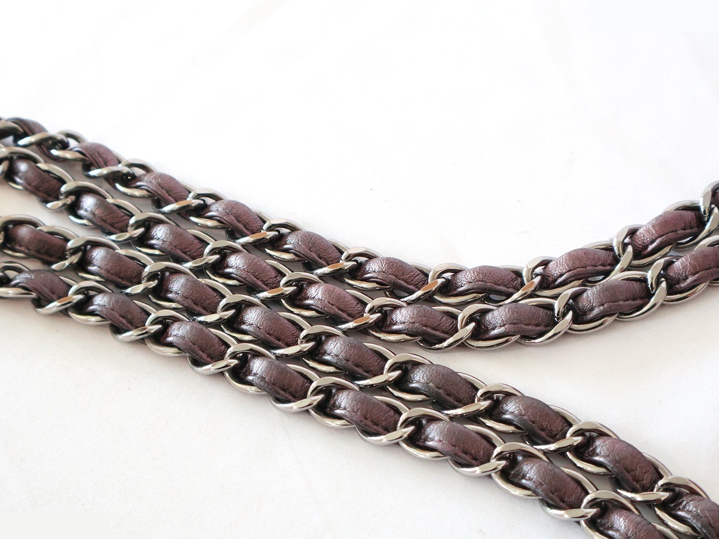 Large Matelassé Lambskin Double Chain Shoulder Bag, Purple — view 9