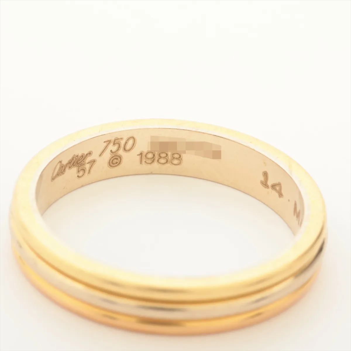 Three Color Ring 750(YG×PG×WG) 5.3g 57 Initial G43132 Hallmark Faint — view 3