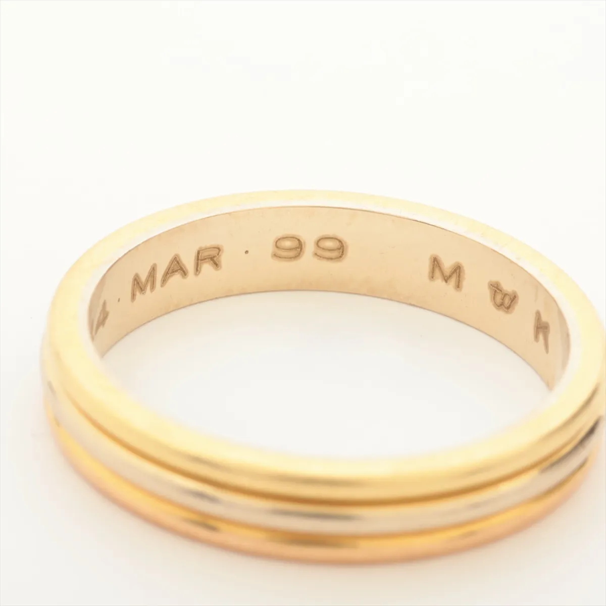 Three Color Ring 750(YG×PG×WG) 5.3g 57 Initial G43132 Hallmark Faint — view 4