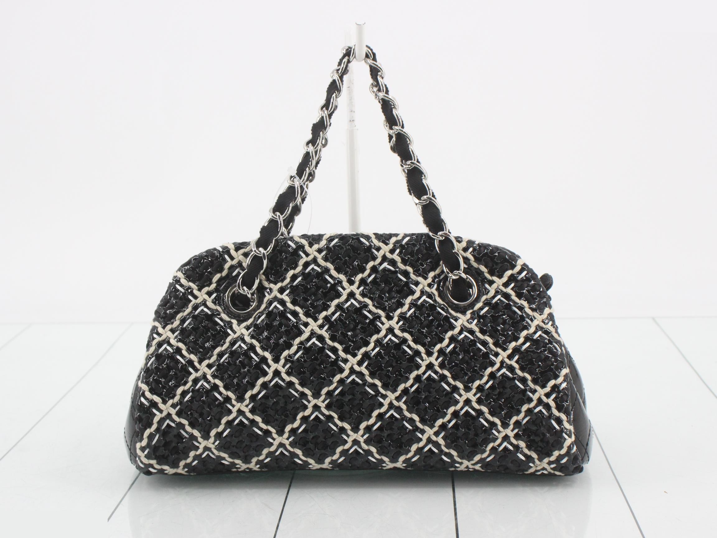 Coco Charm Attached Matelassé Tweed Double Chain Handbag — view 2