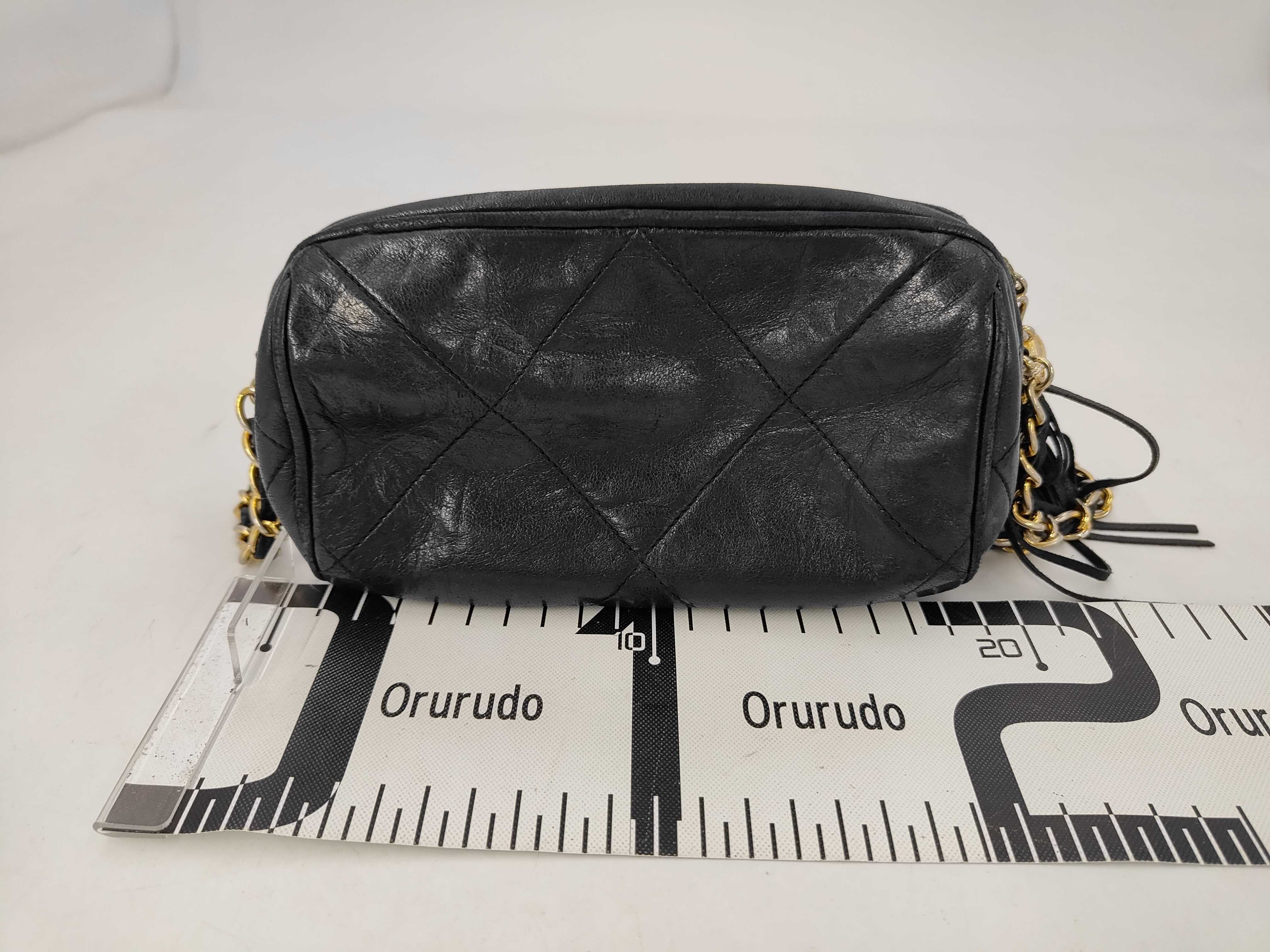 Chain Shoulder Bag, Cylindrical Shape, Fringe, Black Lambskin Shoulder Bag — view 2