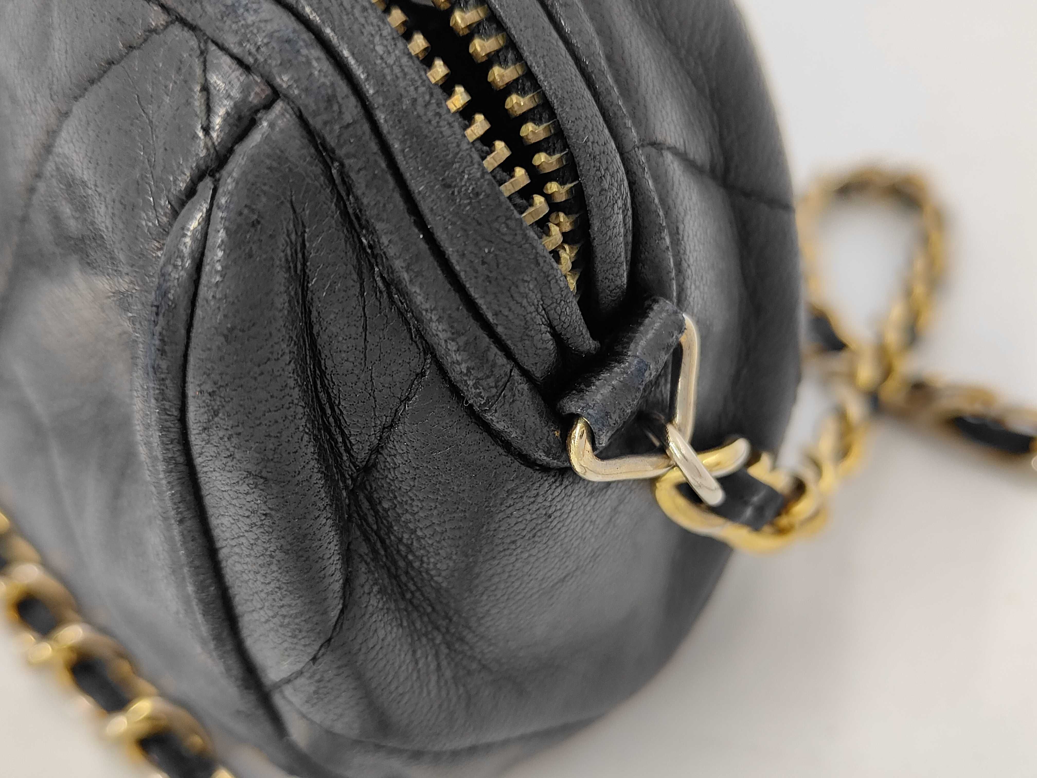 Chain Shoulder Bag, Cylindrical Shape, Fringe, Black Lambskin Shoulder Bag — view 8