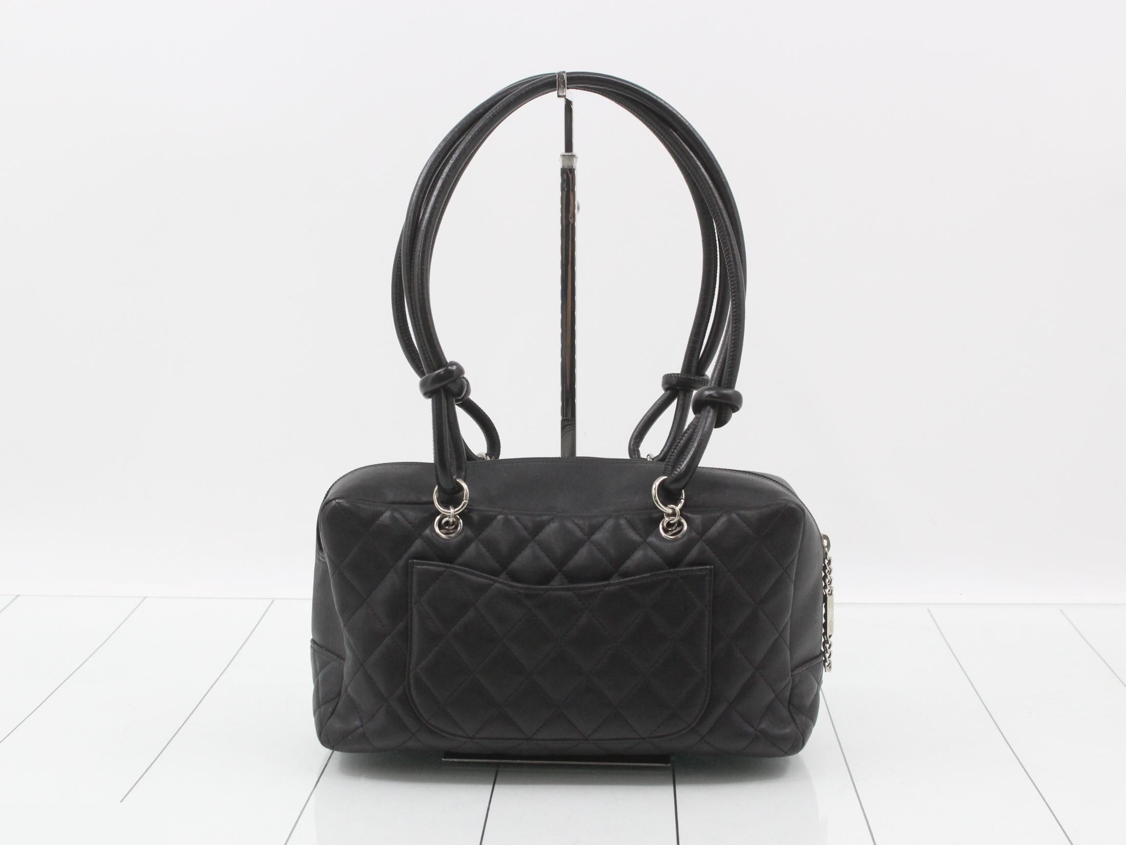 Cambon Line Bowling Bag, Black, with Sticker — view 2