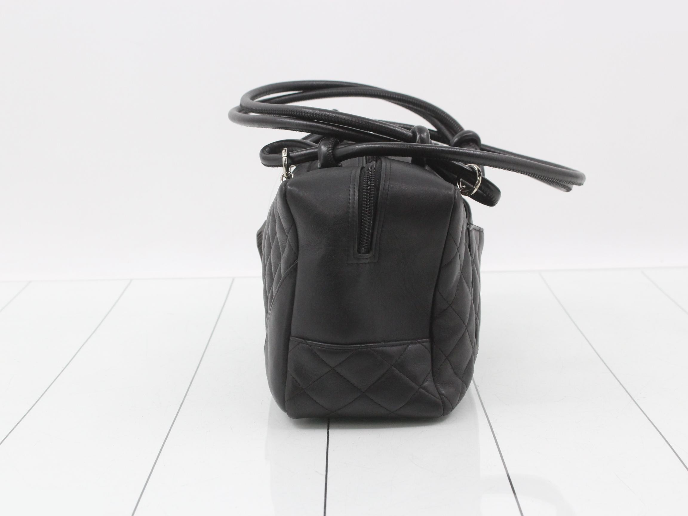 Cambon Line Bowling Bag, Black, with Sticker — view 3