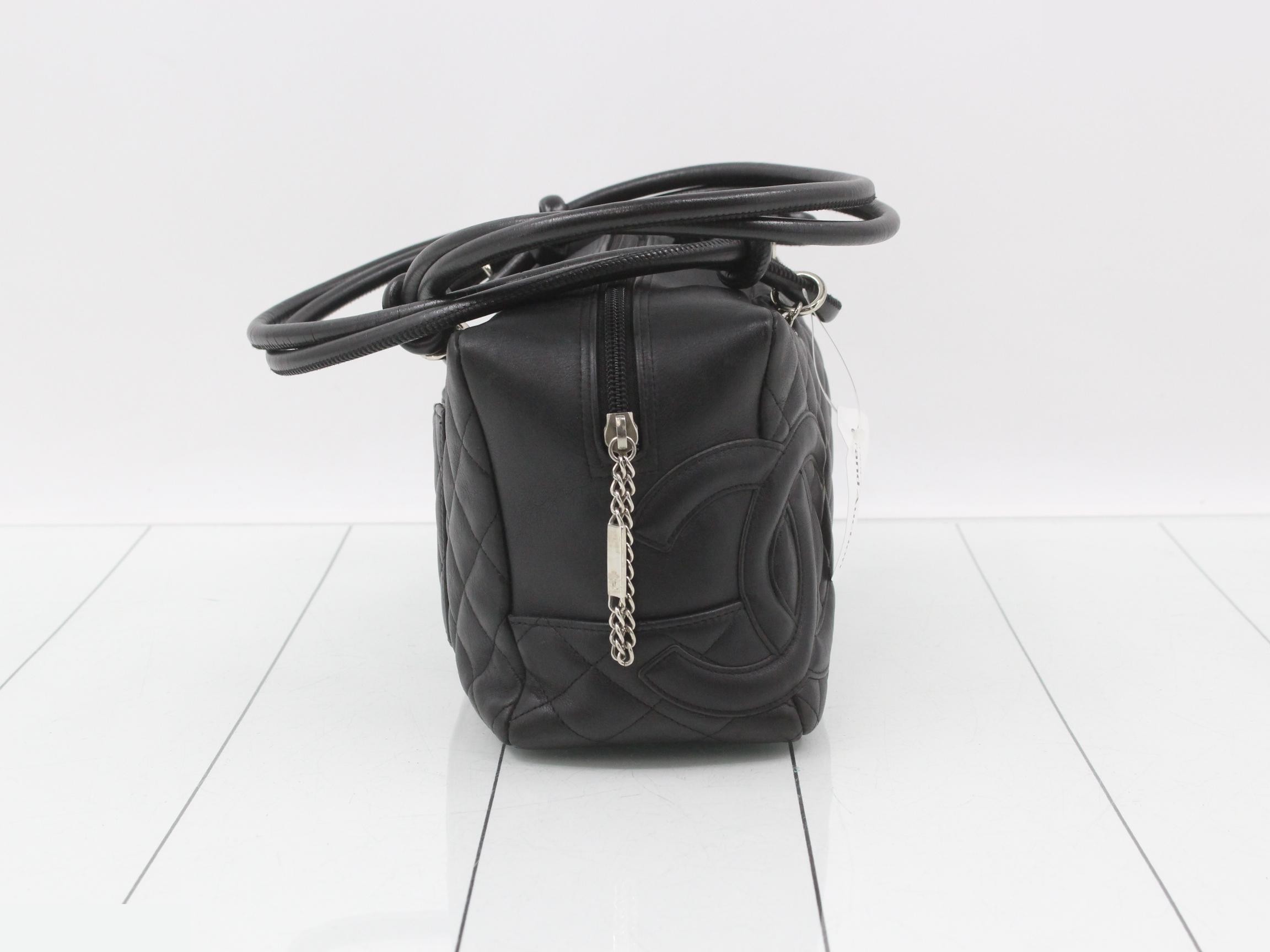 Cambon Line Bowling Bag, Black, with Sticker — view 4
