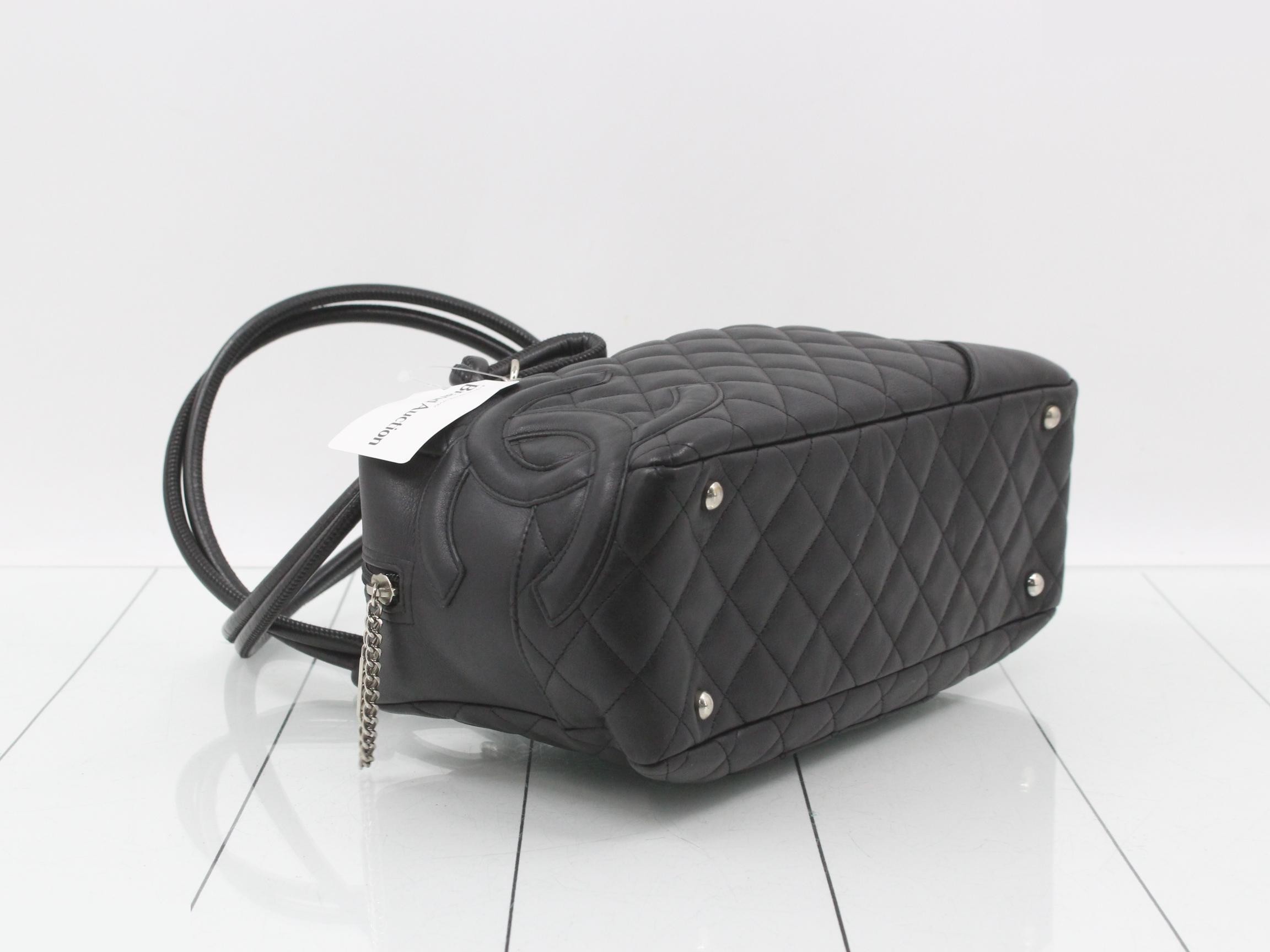 Cambon Line Bowling Bag, Black, with Sticker — view 5
