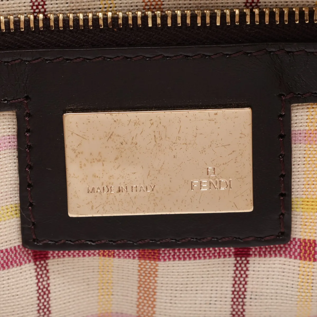 Zucca Canvas x Leather x Beaded Shoulder Bag, Brown, 8BR600 — view 9