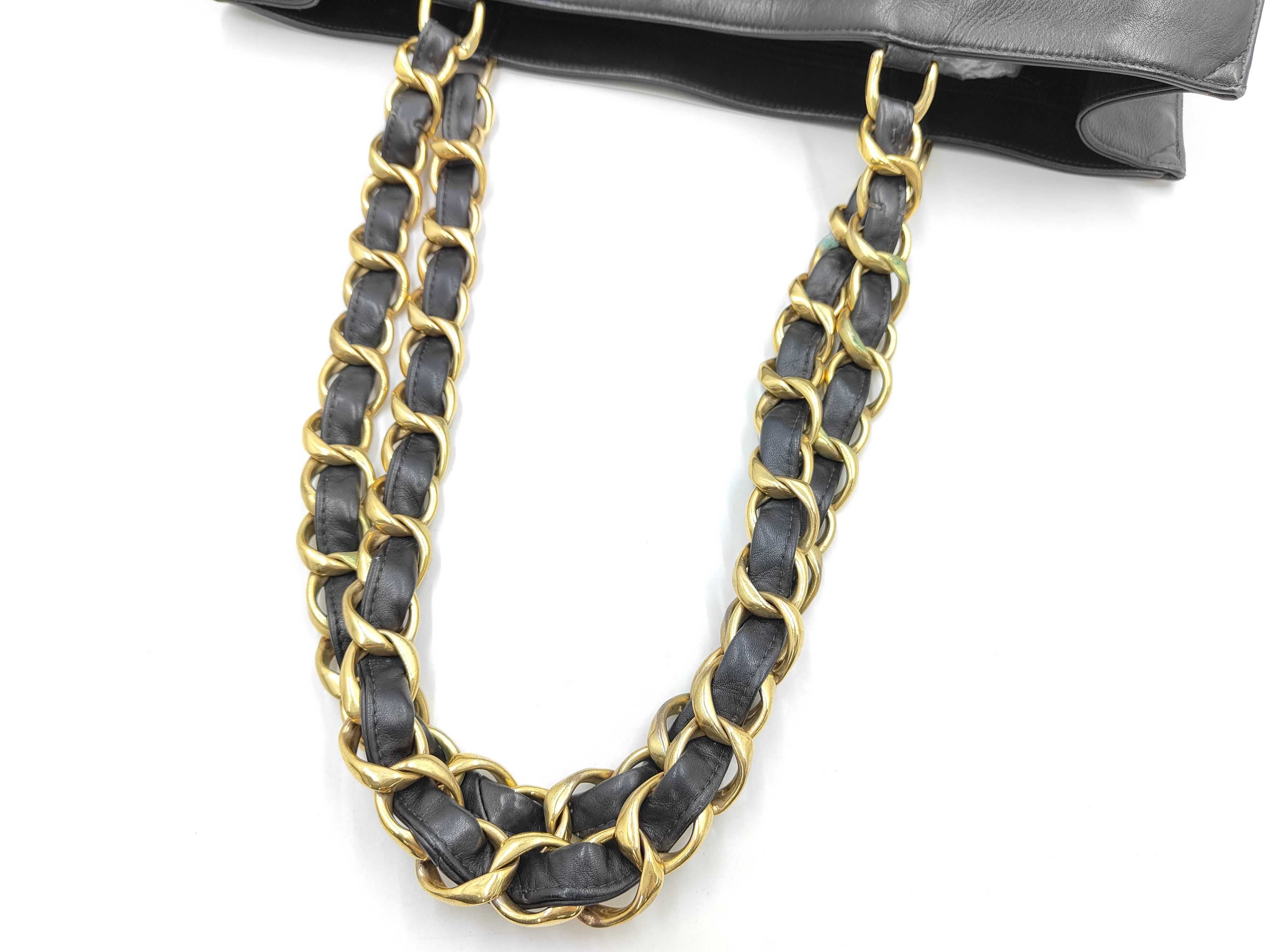 leather chain tote bag — view 3