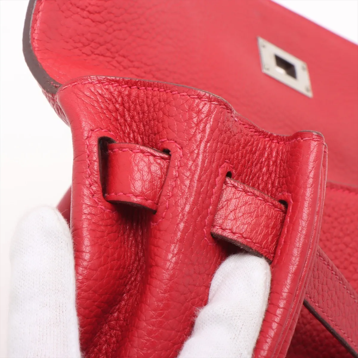 [Individually packaged] Hermes Kelly 32 Retournée Taurillon Clemence Rouge Casaque Silver Hardware Q: 2013 — view 12