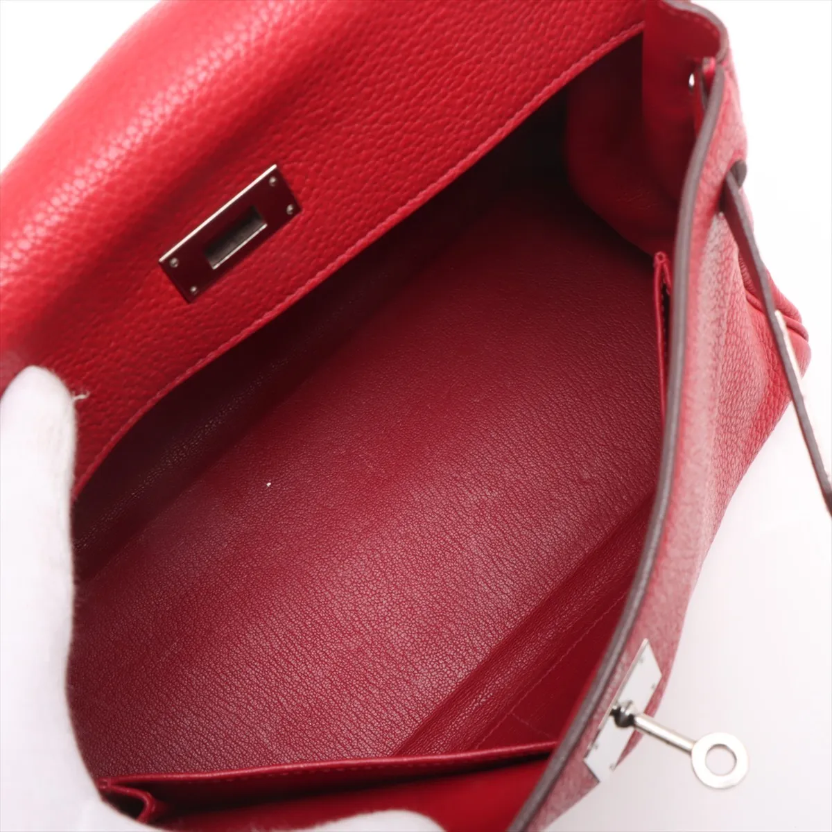[Individually packaged] Hermes Kelly 32 Retournée Taurillon Clemence Rouge Casaque Silver Hardware Q: 2013 — view 7