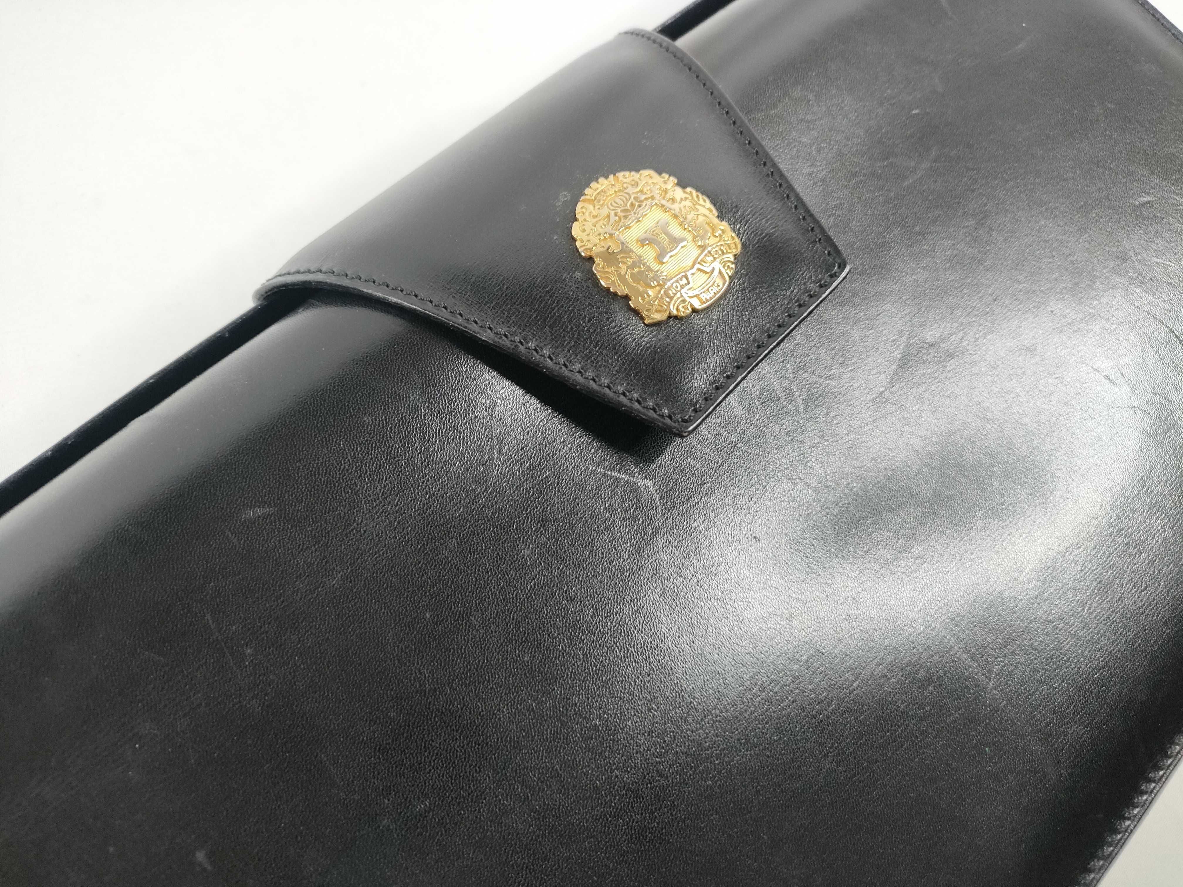 Vintage Leather Structured Clutch — view 6