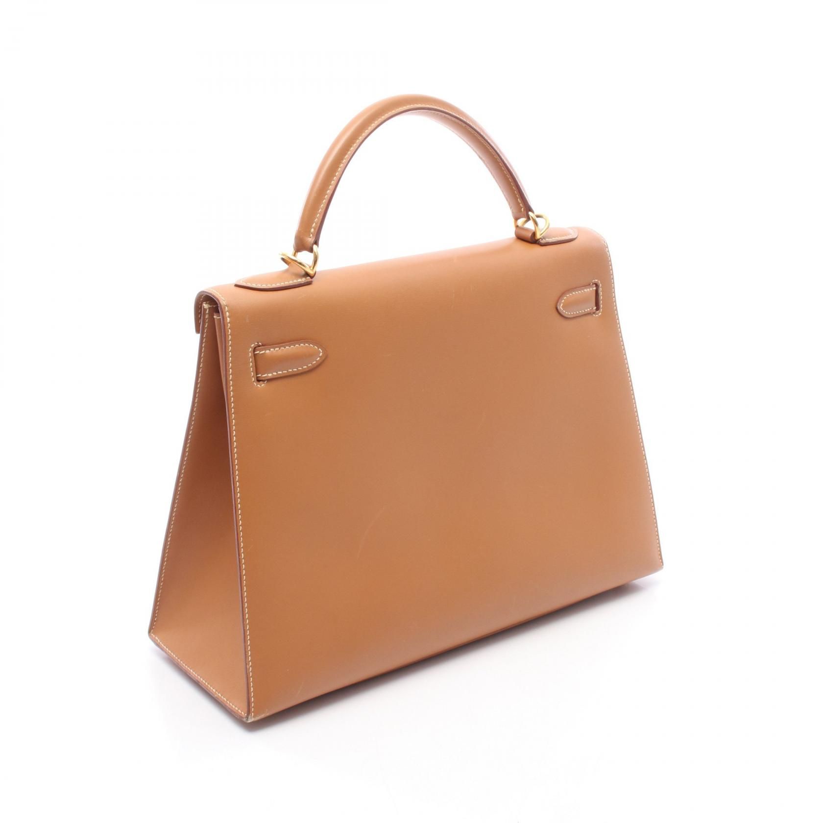 Kelly 32 Natural External Stitching 2-way Handbag Natural Brown Chamonix Leather — view 2