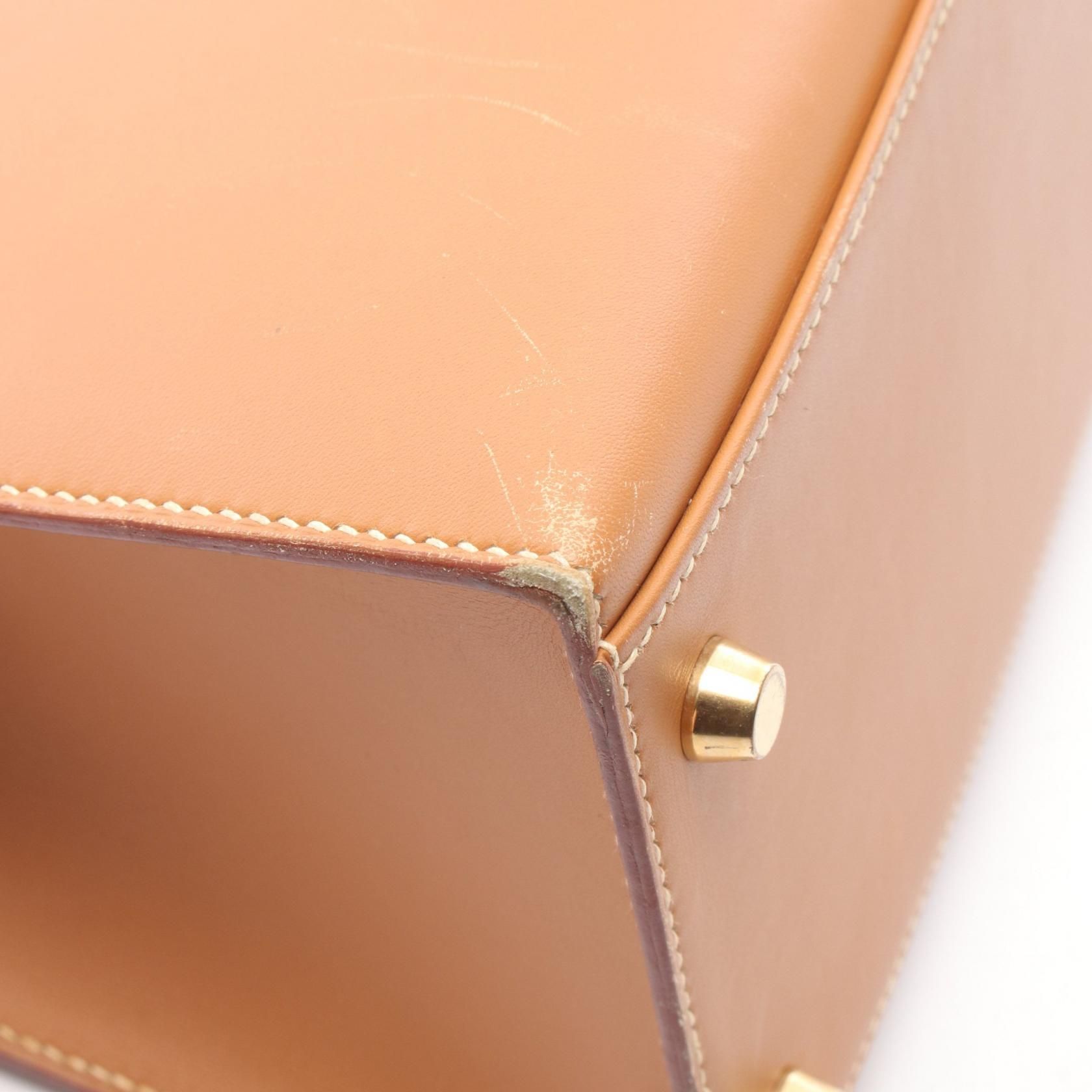 Kelly 32 Natural External Stitching 2-way Handbag Natural Brown Chamonix Leather — view 11