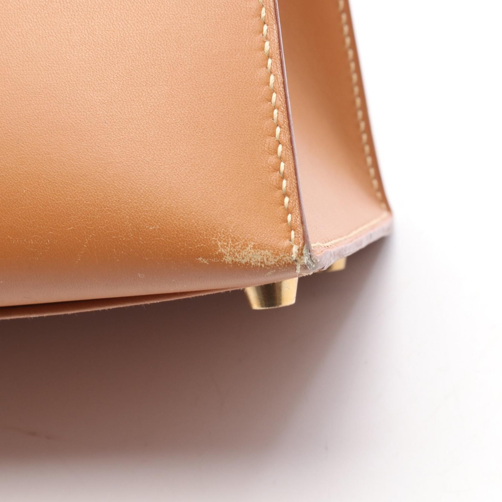 Kelly 32 Natural External Stitching 2-way Handbag Natural Brown Chamonix Leather — view 12
